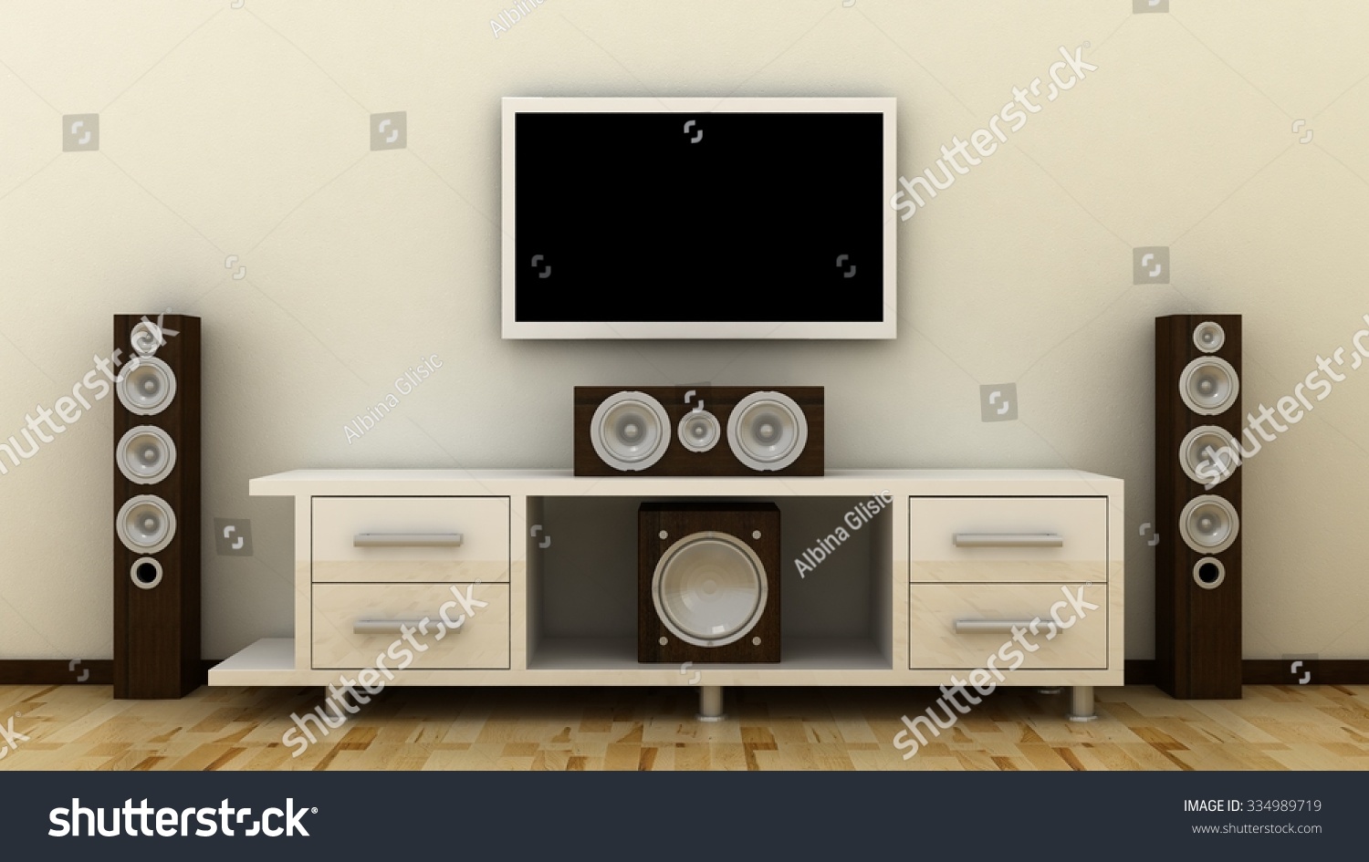 Empty Led Tv On Television Shelf Stock Illustration 334989719 ...