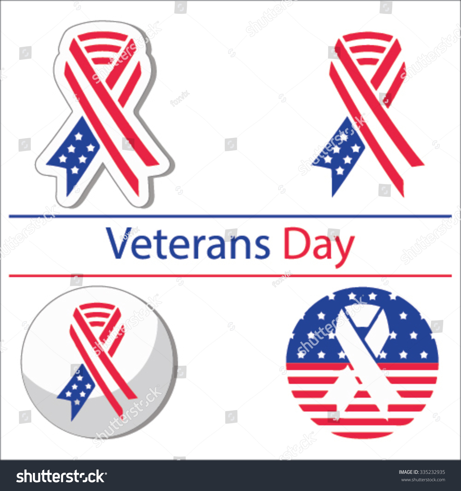 Set Various Veterans Day Graphics Objects Stock Vector (Royalty Free ...