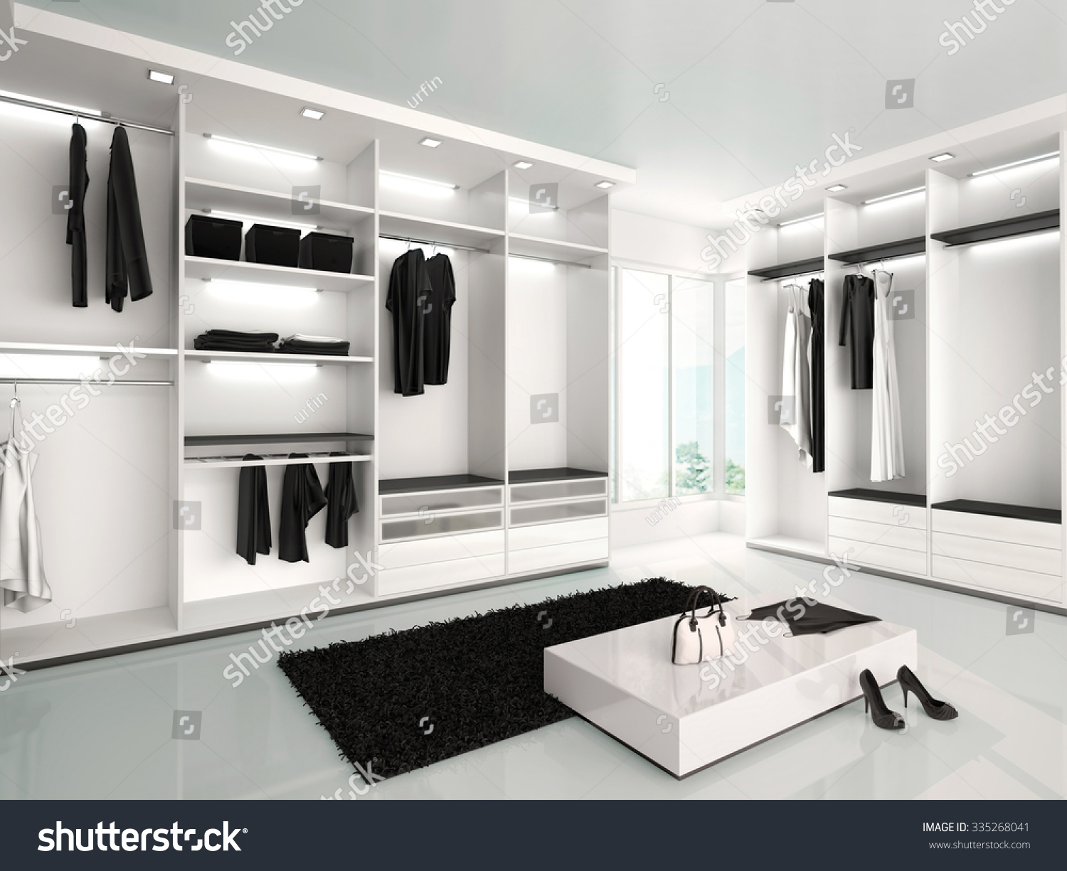 3d Illustration Luxurious White Wardrobe Modern Stock Illustration ...