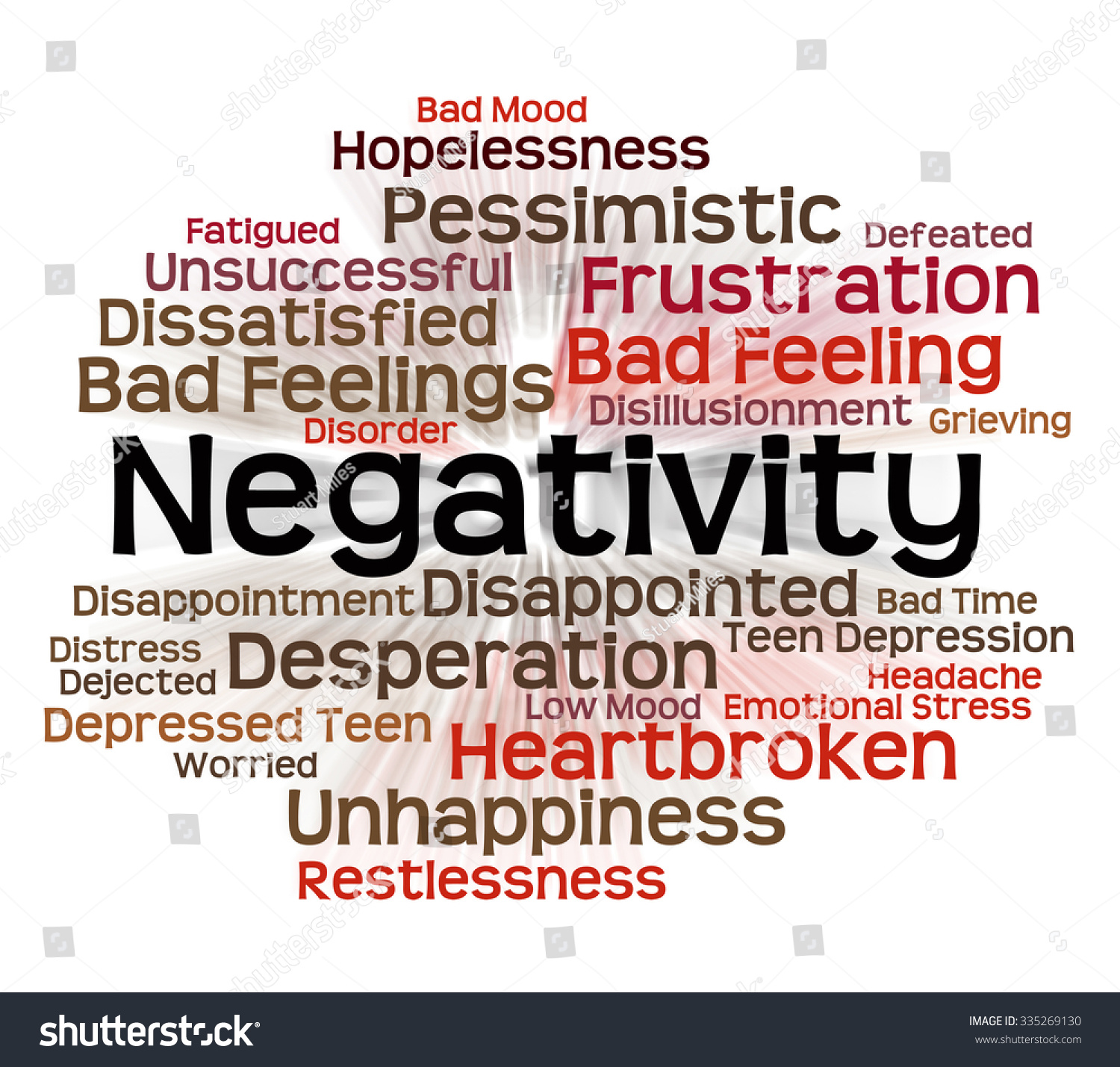 Negativity Word Indicating Wordcloud Wordclouds Text 库存插图 335269130