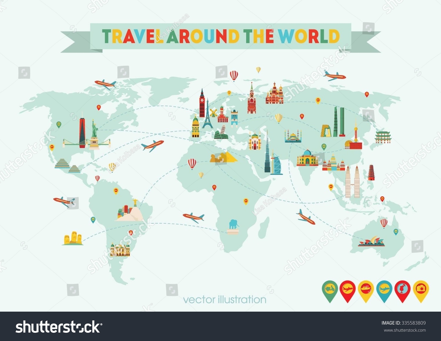 Travel Around World Vector Illustration Stock Vector (Royalty Free ...