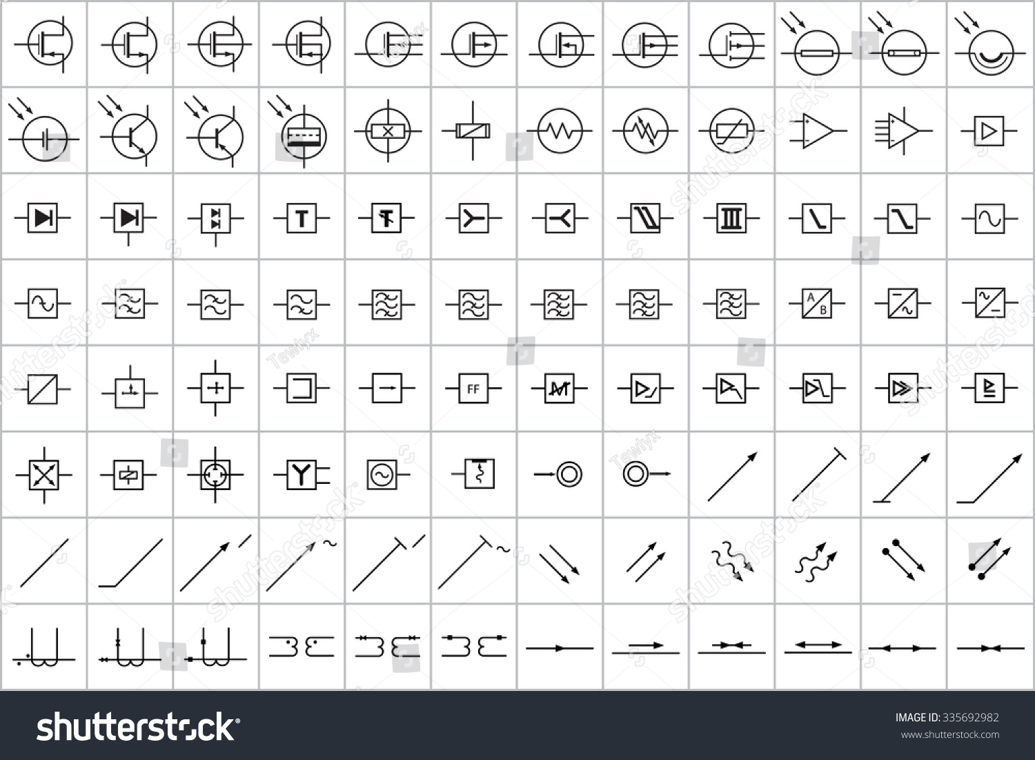 96 Electronic Electric Symbols Vector Vol3 Stock Vector (Royalty Free ...