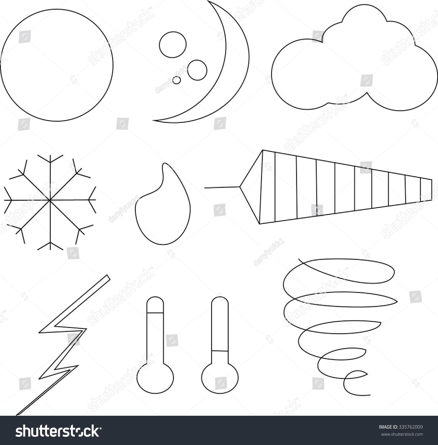 Clip Art Black White Weather Icons Stock Vector (Royalty Free