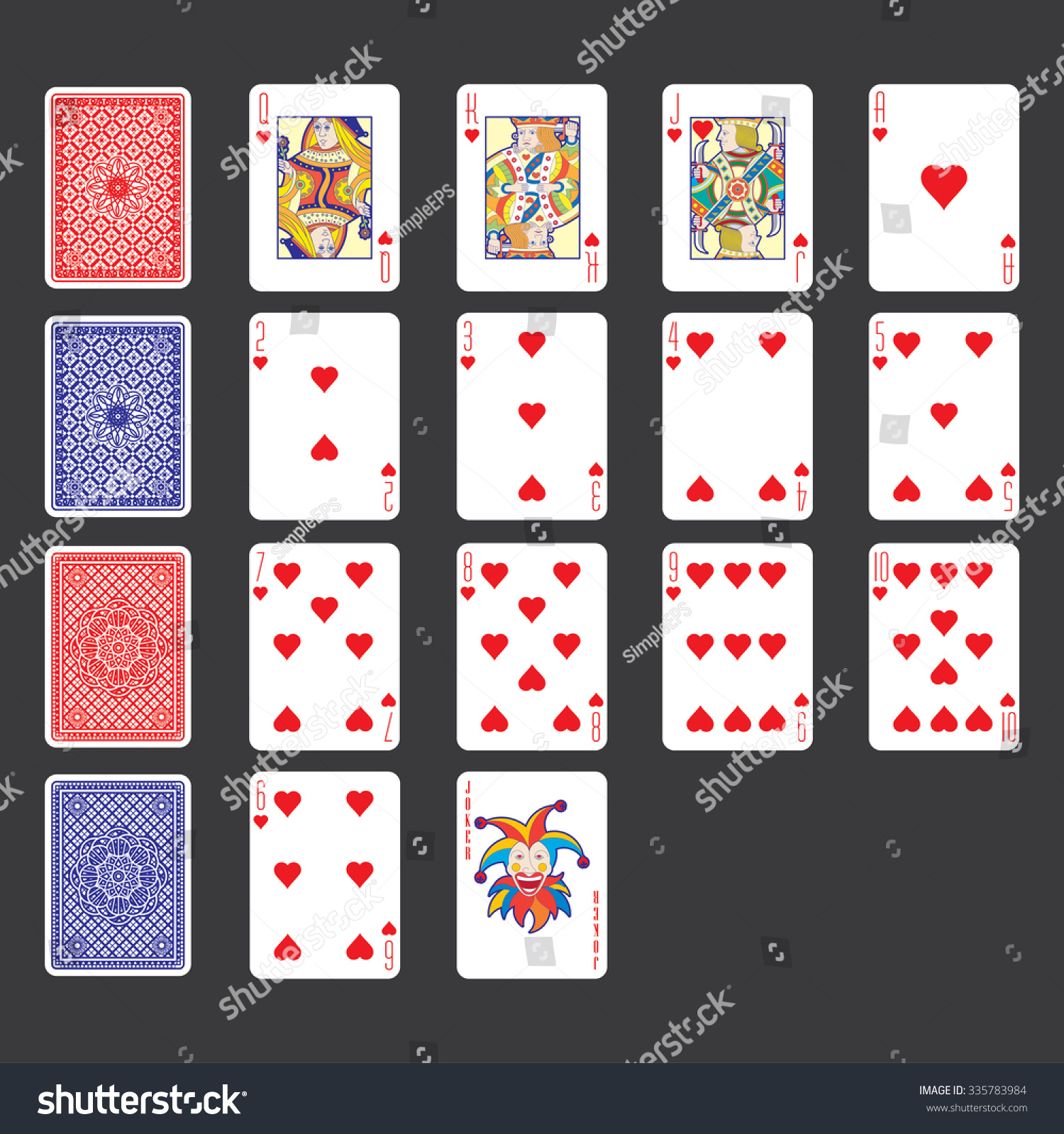 Playing Cards Hearts Stock Vector (Royalty Free) 335783984 Shutterstock