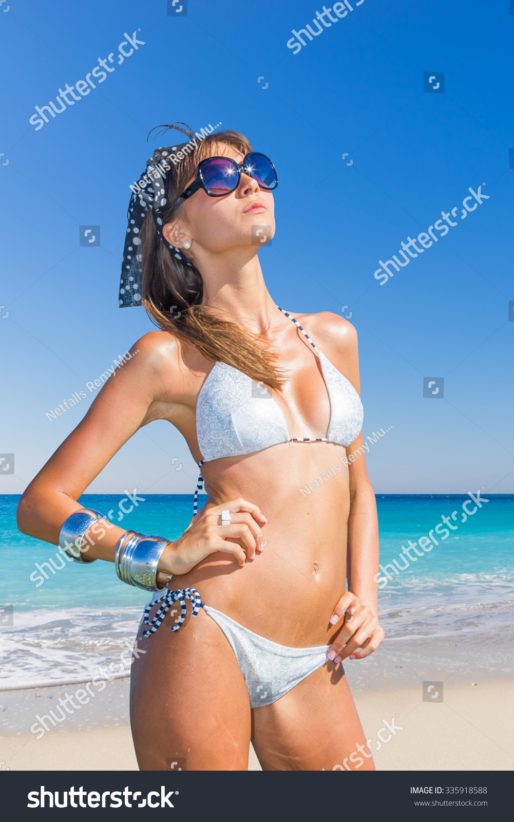 Portrait Sexy Girl Bikini Posing Against Stock Photo Shutterstock