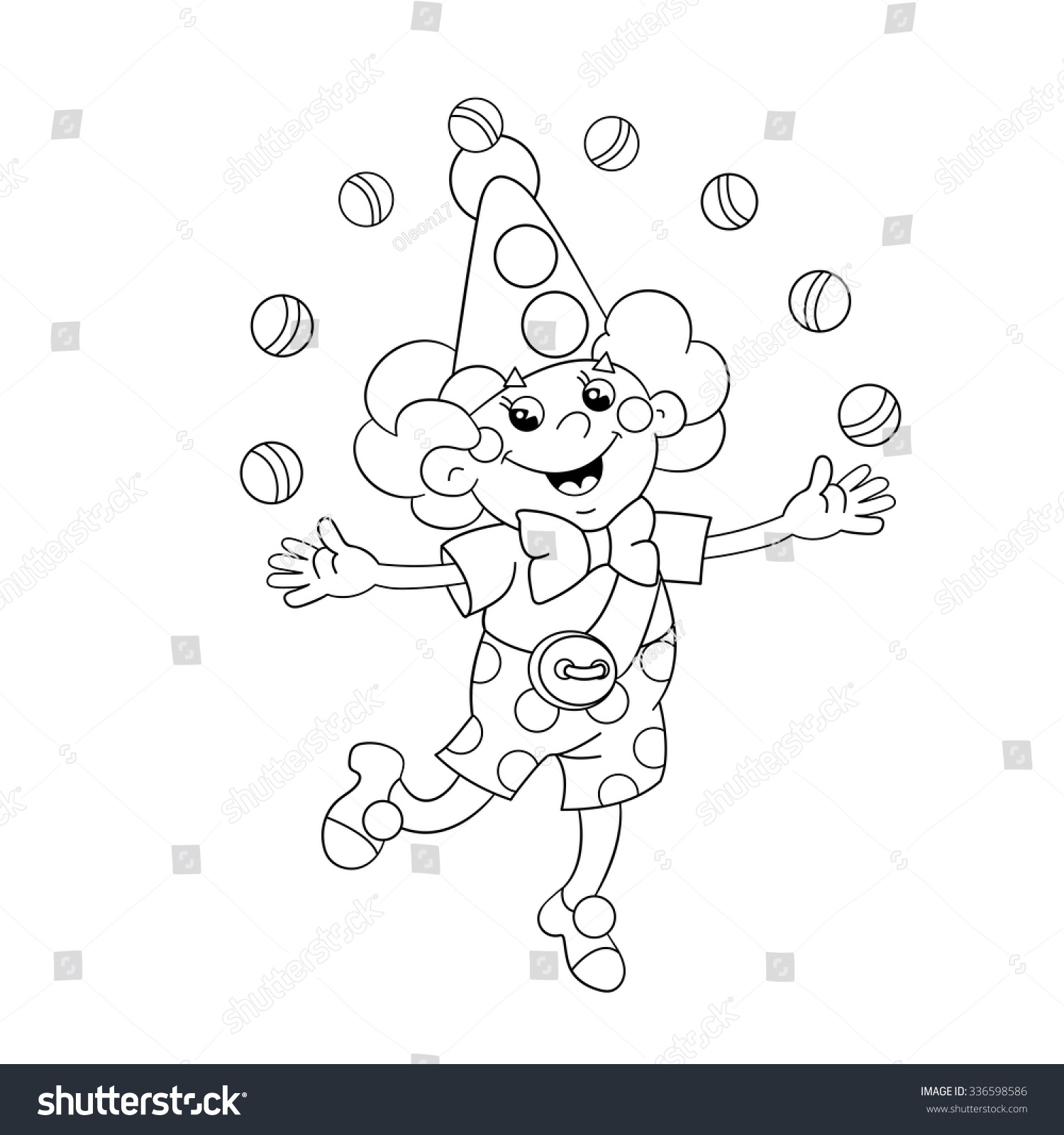 Клоун с шариками раскраска