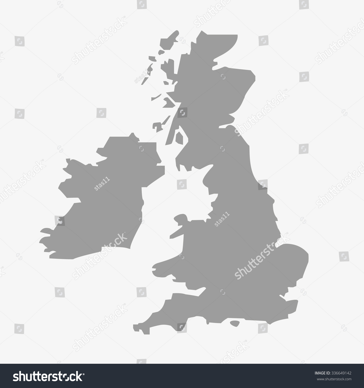 Карта Великобритании серая