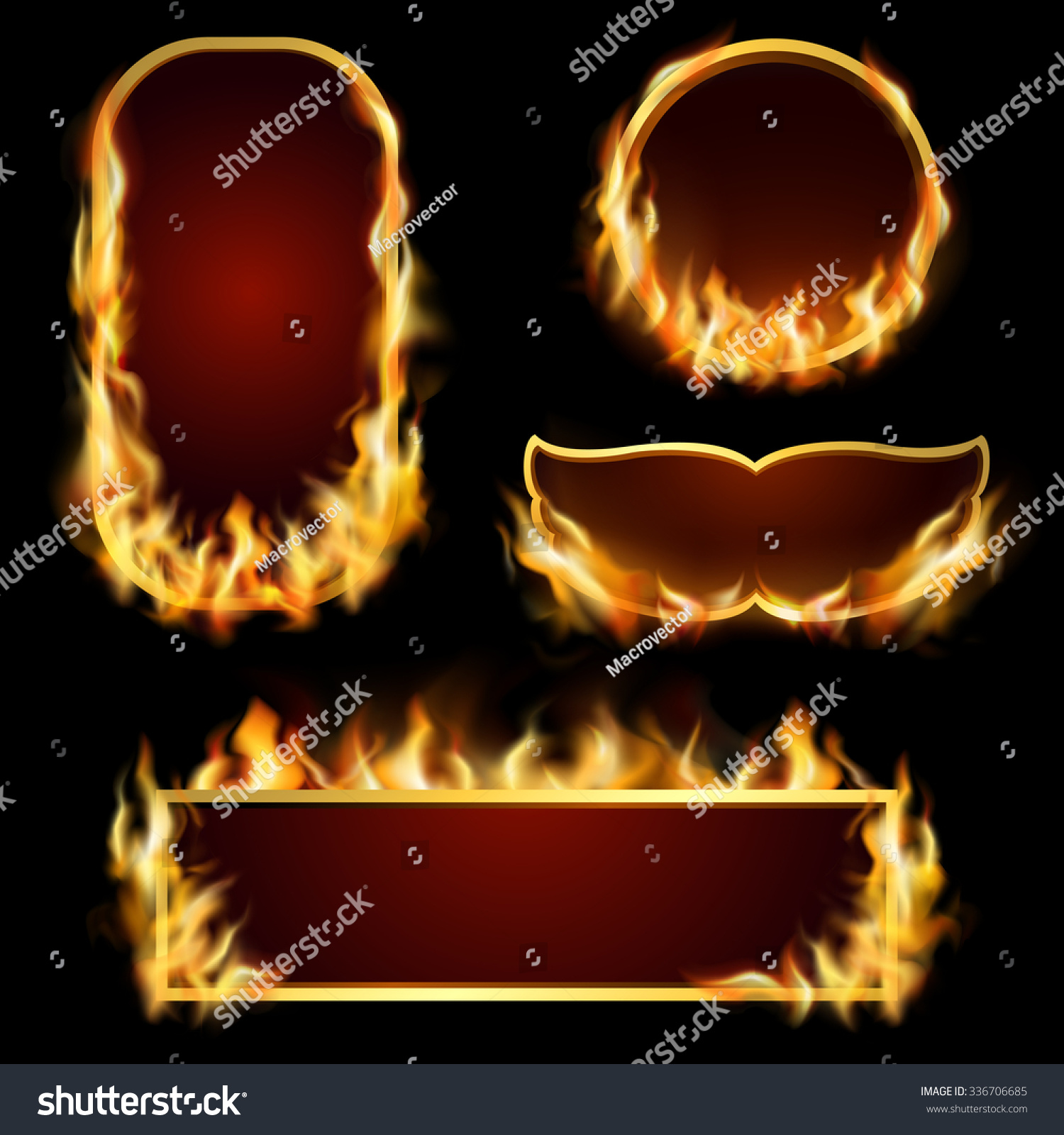 Burning Fire Realistic Frames Set On Stock Vector Royalty Free Shutterstock