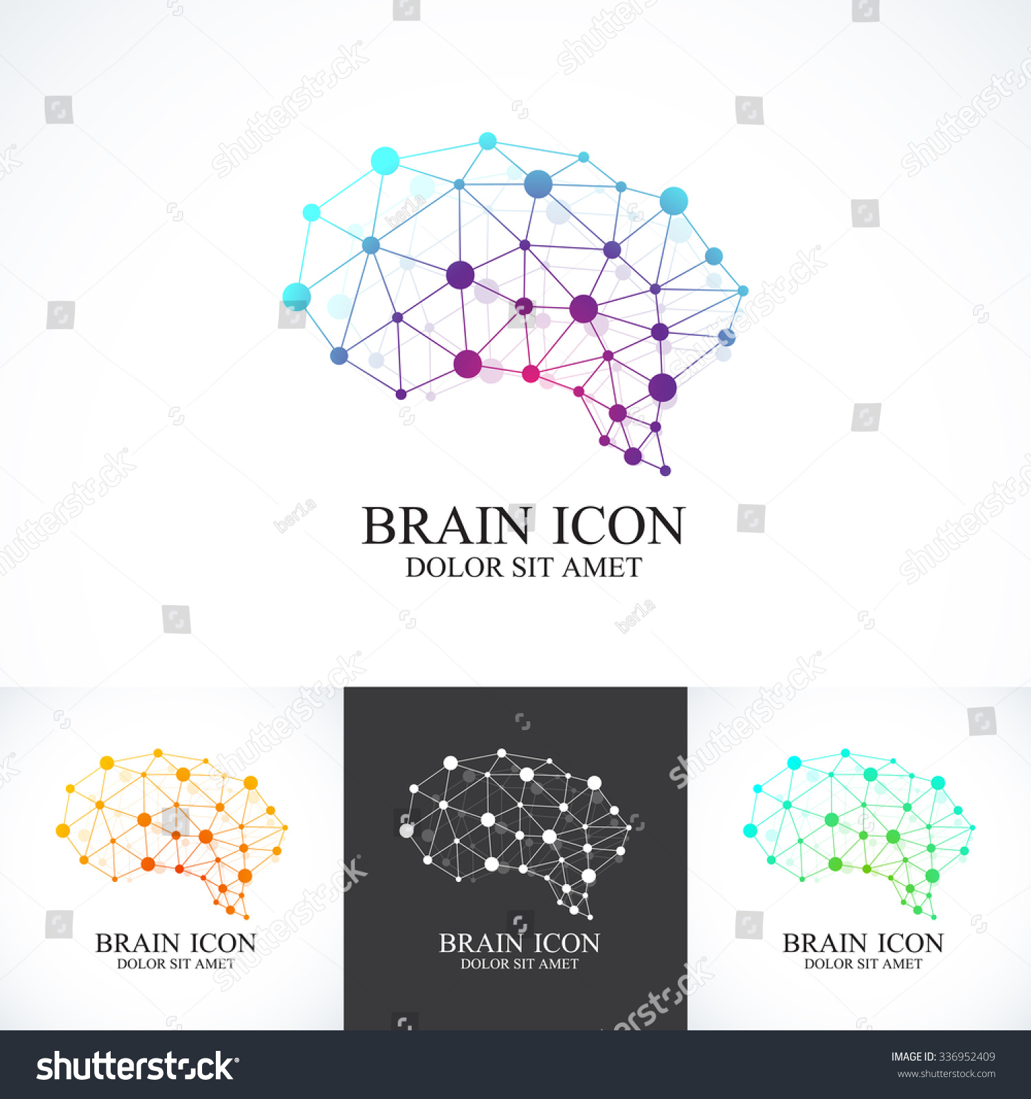 Set Colorful Vector Template Brain Logo Stock Vector (Royalty Free ...