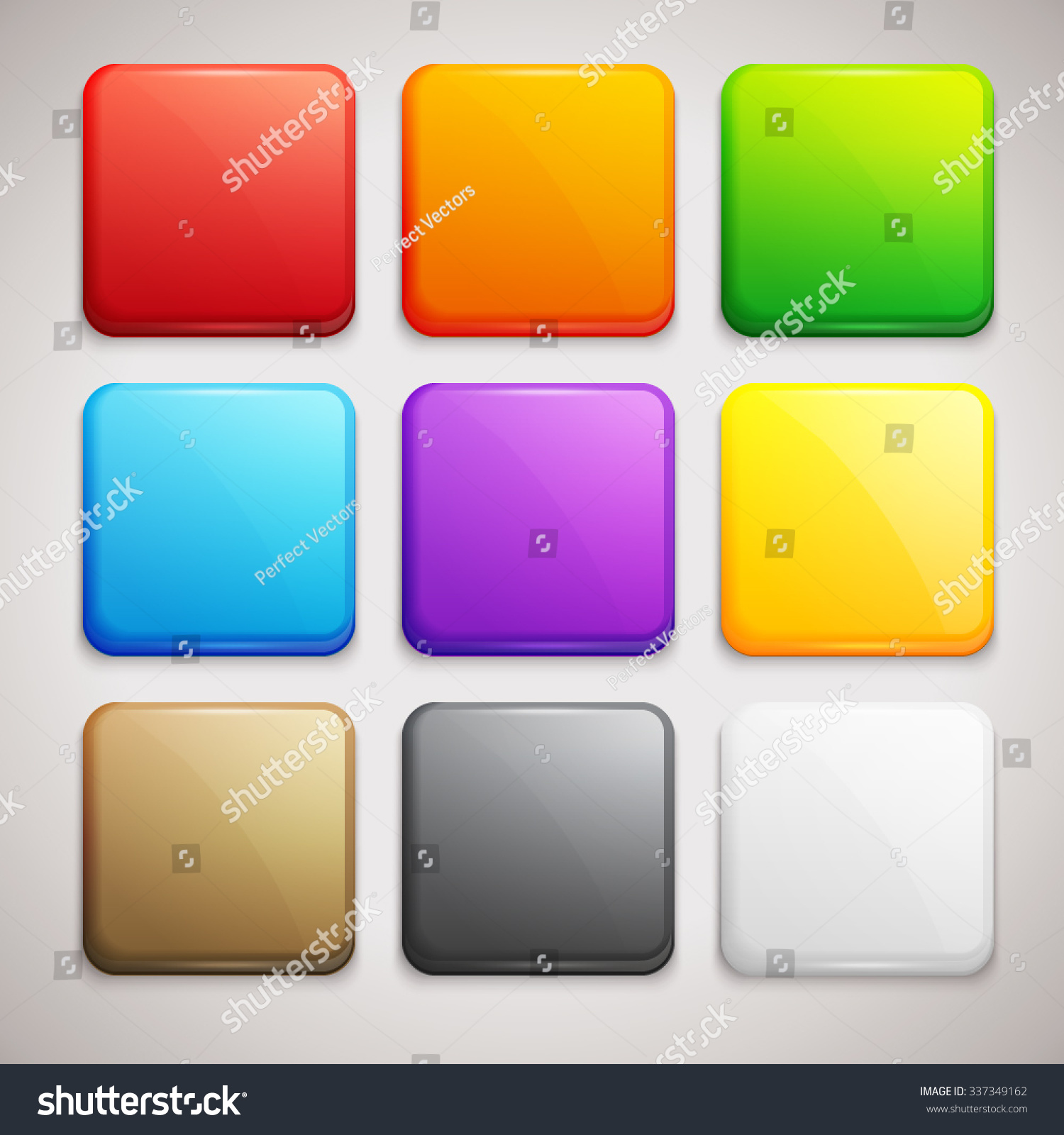 Set Colorful Buttons Vector Icons Stock Vector (Royalty Free) 337349162 ...