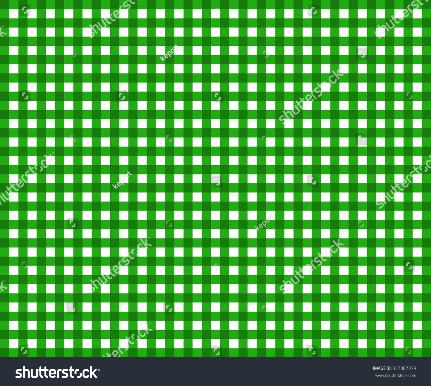 Tablecloth Pattern Background Checkered Green White Stock Illustration