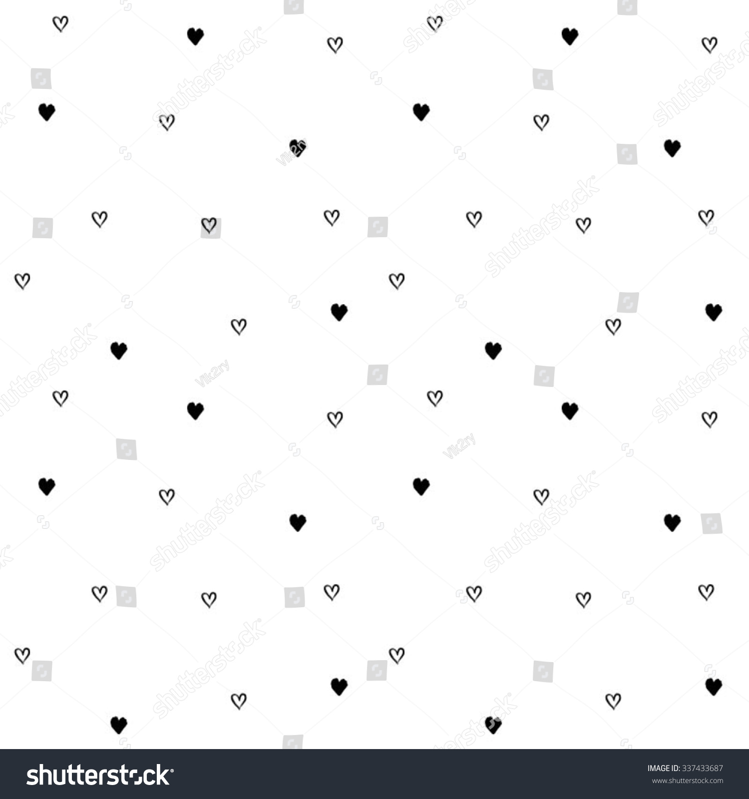 Handdrawn Seamless Pattern Little Hearts Vector Stock Vector (Royalty ...