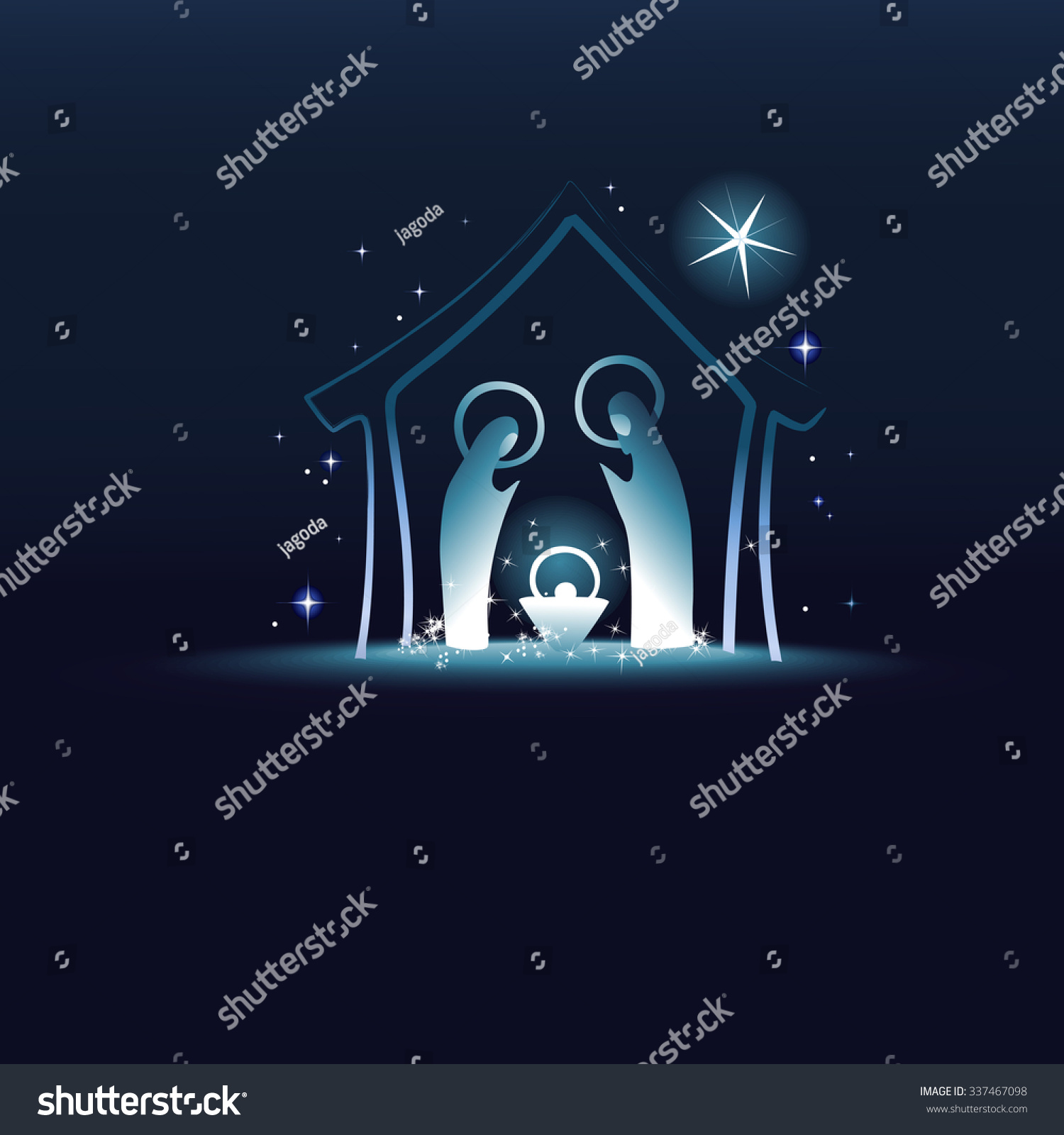 Nativity Scene Holy Family Stock Vector (Royalty Free) 337467098 ...