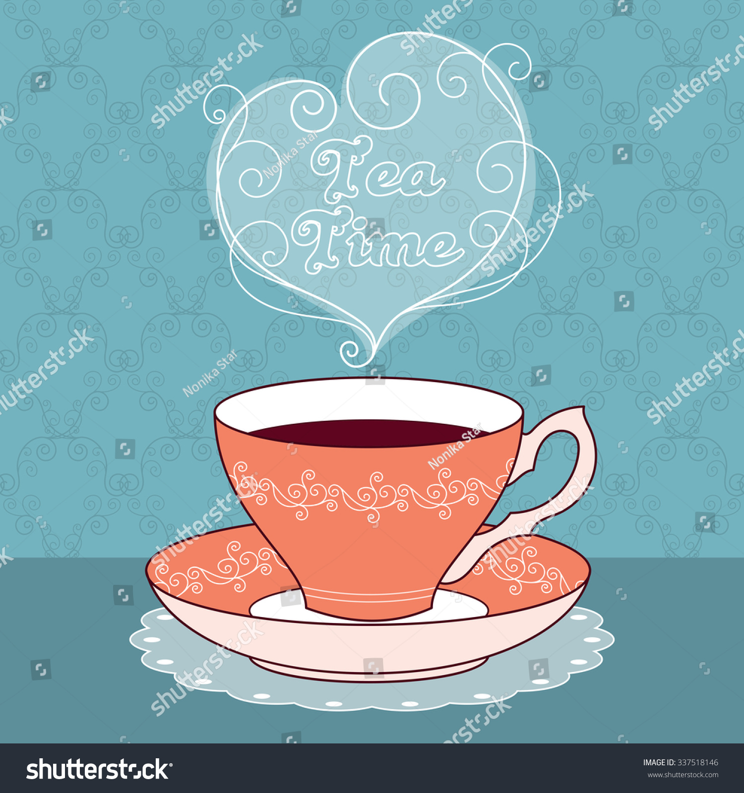 Hand Drawn Illustration Vintage Tea Cup Stock Vector (Royalty Free ...