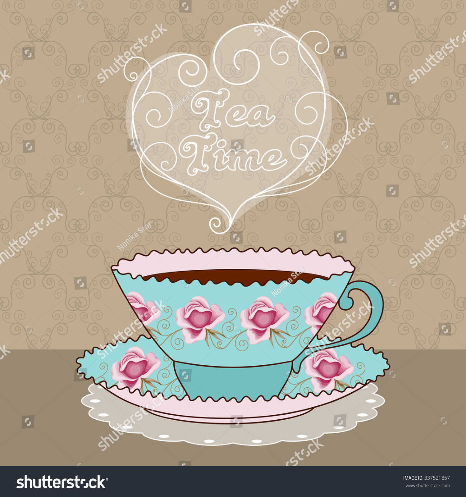 Hand Drawn Illustration Vintage Tea Cup Stock Vector (Royalty Free ...