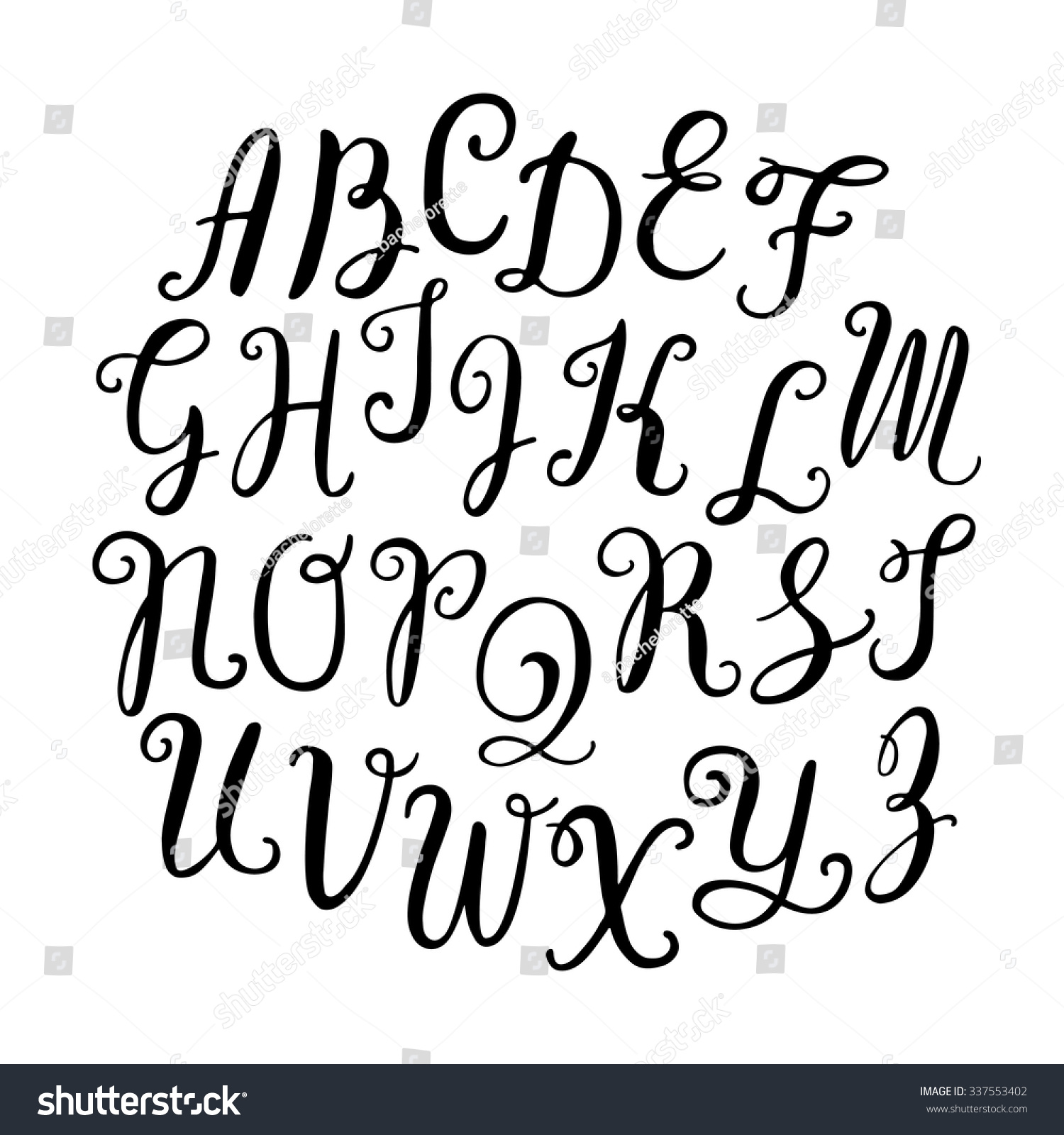 Hand Drawn Vector Calligraphic English Alphabet Stock Vector (Royalty ...