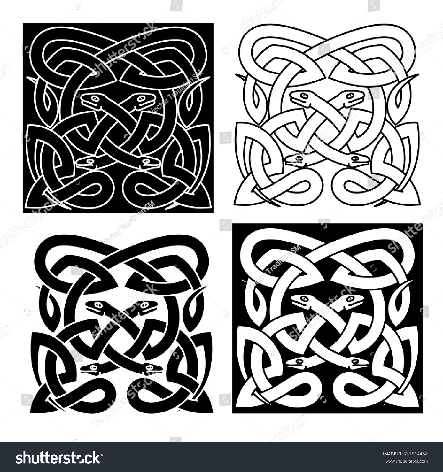 Medieval Celtic Reptile Knot Pattern Mythical Stock Vector (Royalty ...