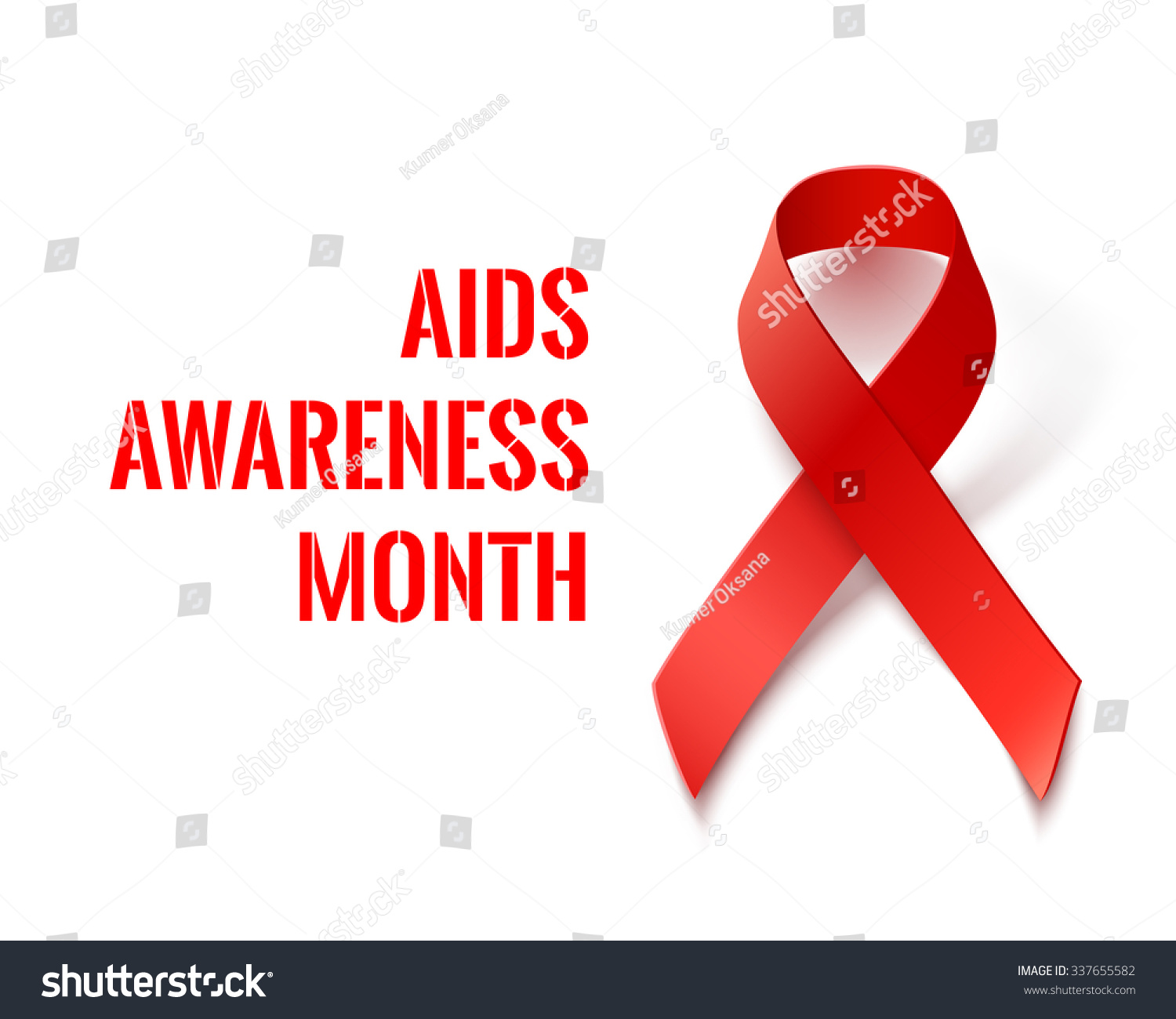 Aids Awareness Month Vector Banner Red Stock Vector (Royalty Free