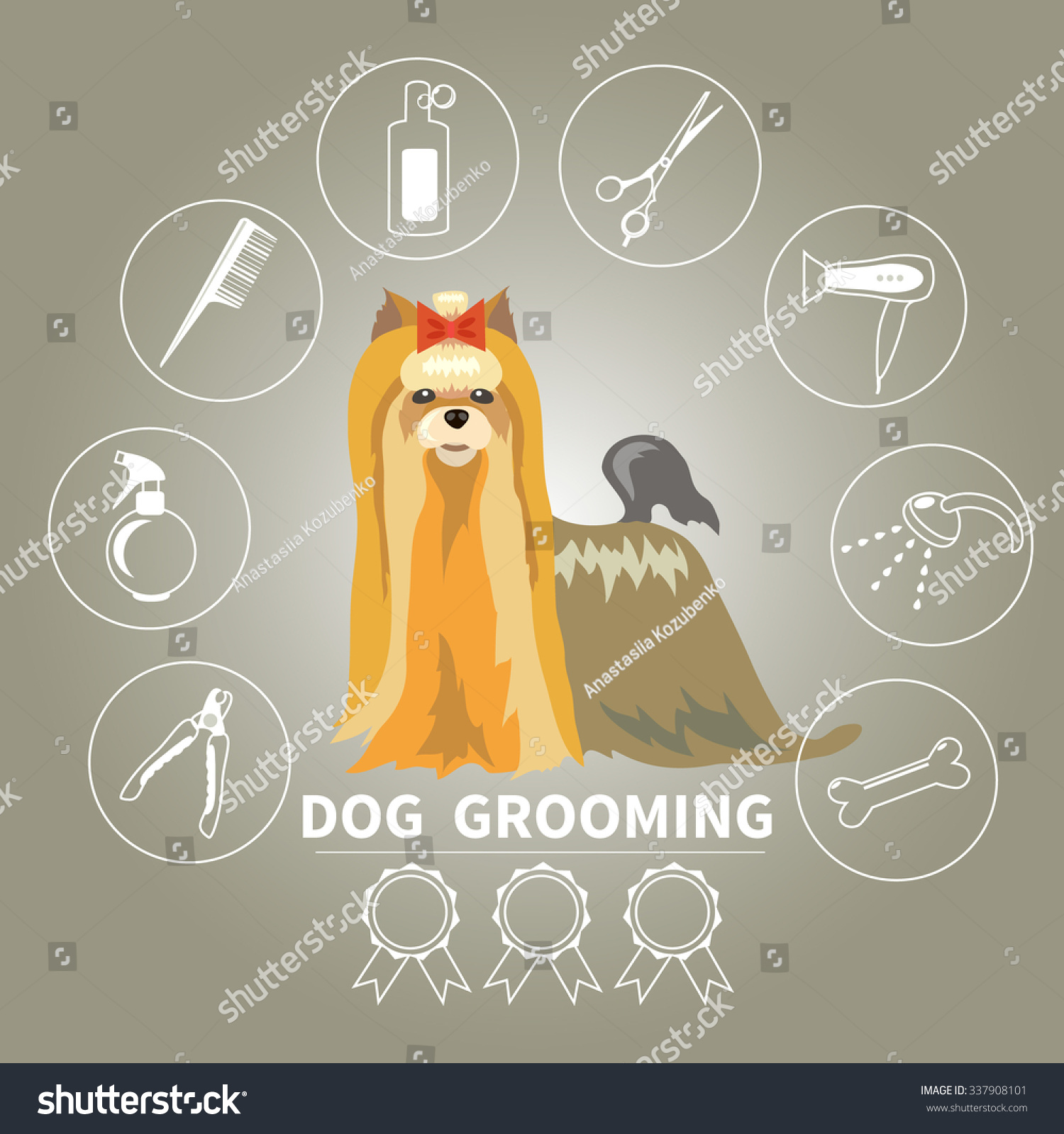 Dog Grooming Icons Vector Set Tools Stock Vector (Royalty Free ...