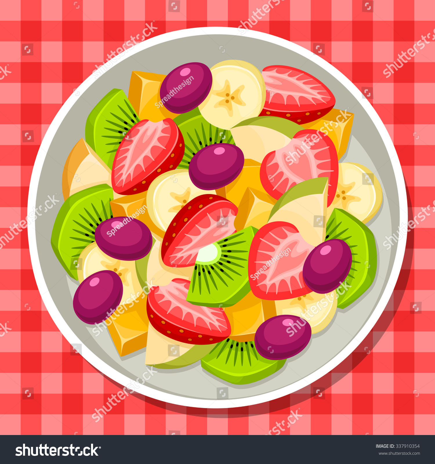 Нарисовать тарелку с фруктовым салатом