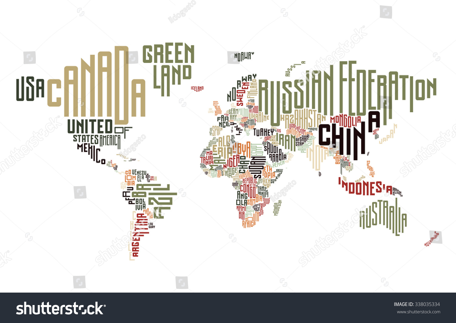 World Map Made Typographic Country Names Stock Vector (Royalty Free ...