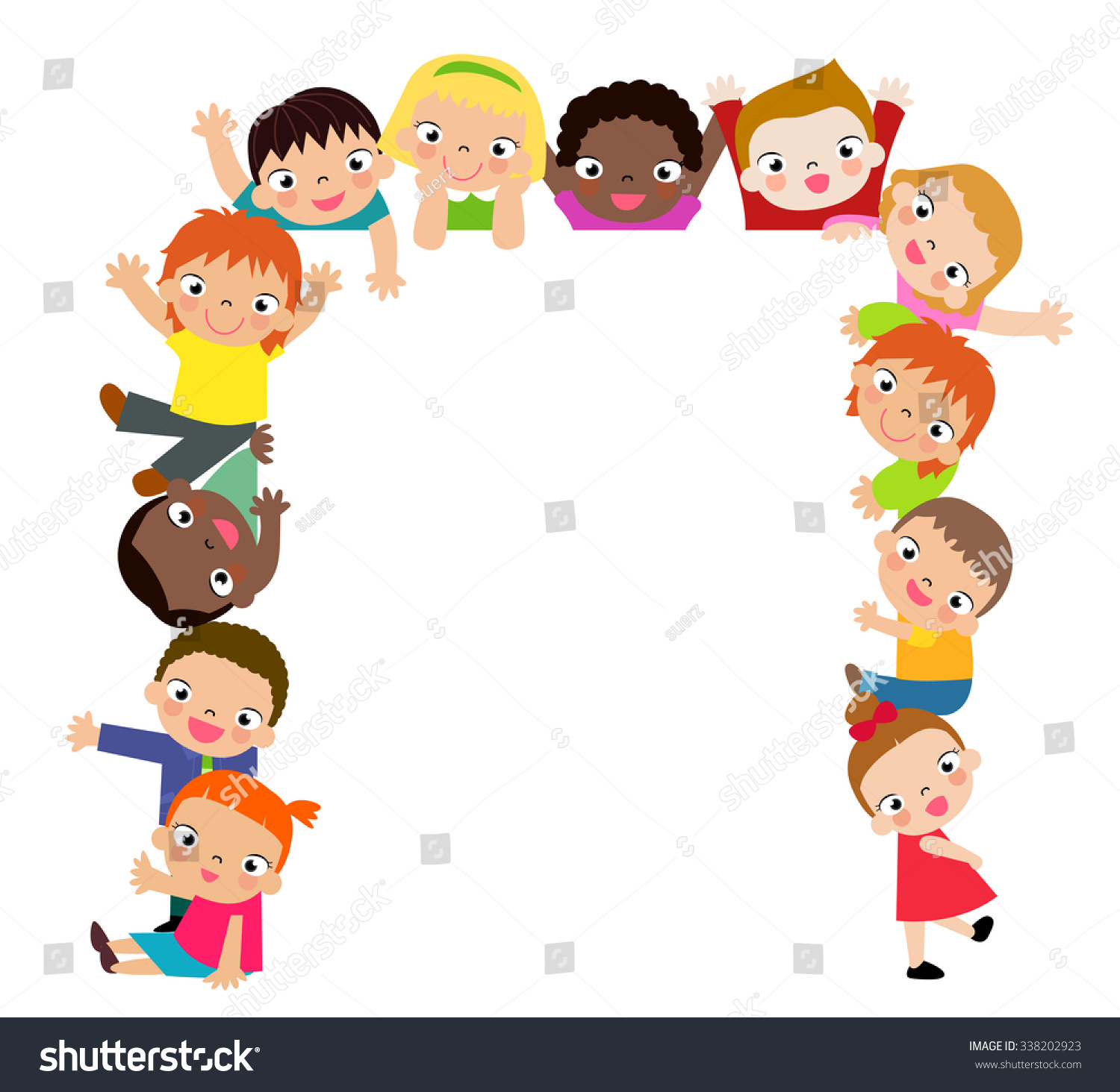 Group Of Kids And Banner Stock Vector Illustration Of Cartoon   35718914