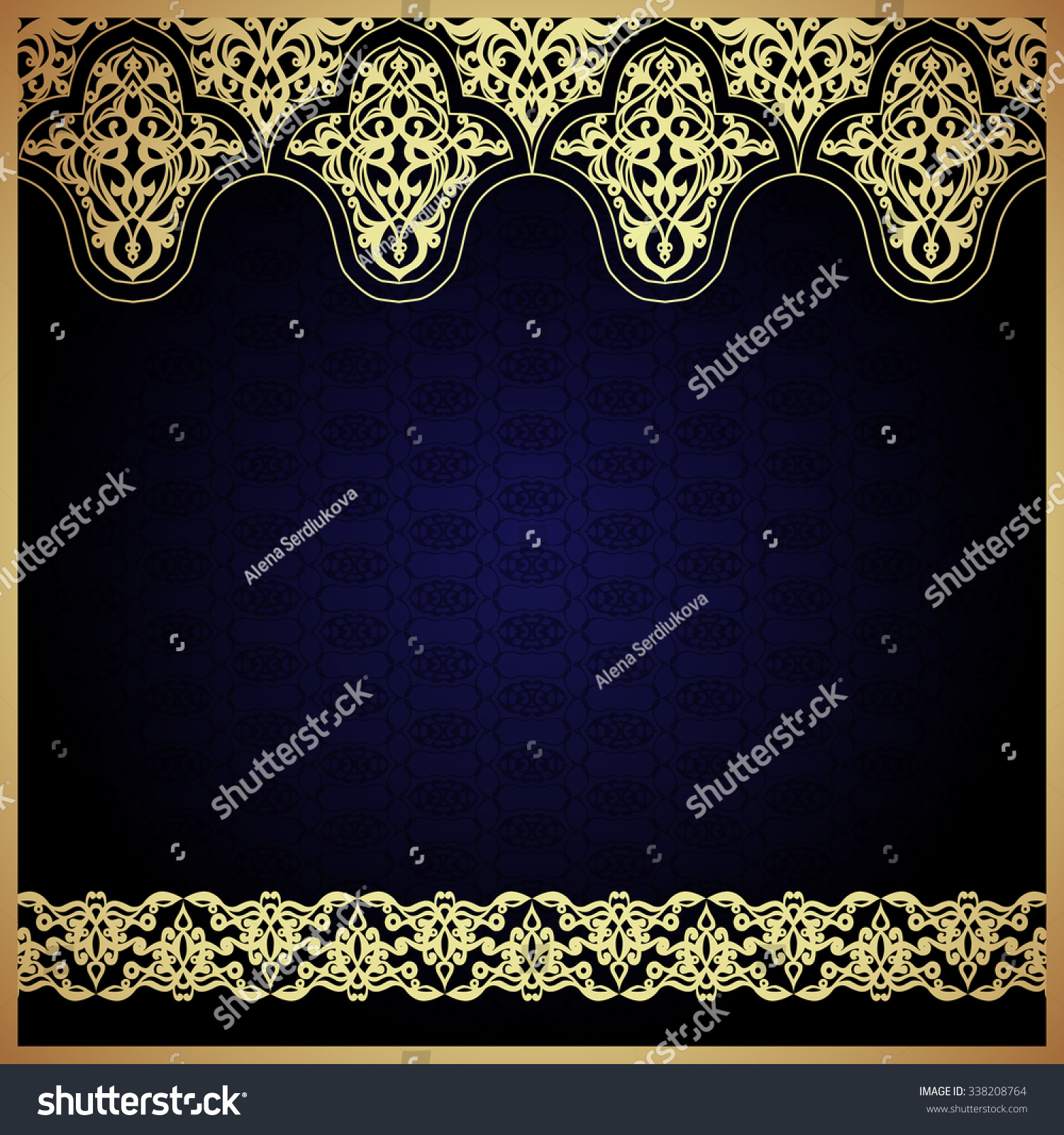 Gold Frame Background Traditional Oriental Motifs Stock Vector (Royalty ...