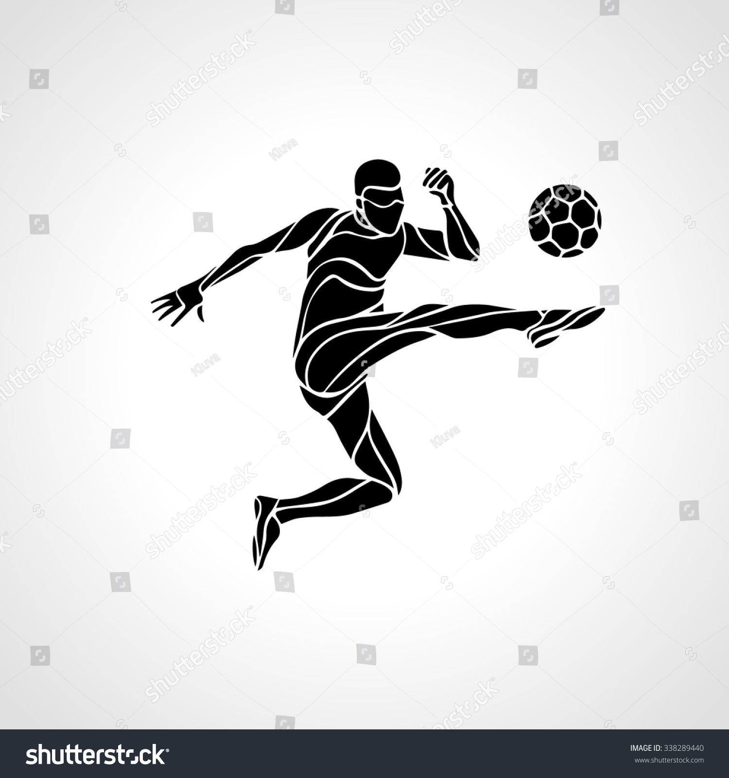 Football Soccer Player Kicks Ball Colorful Stock Vector (Royalty Free ...