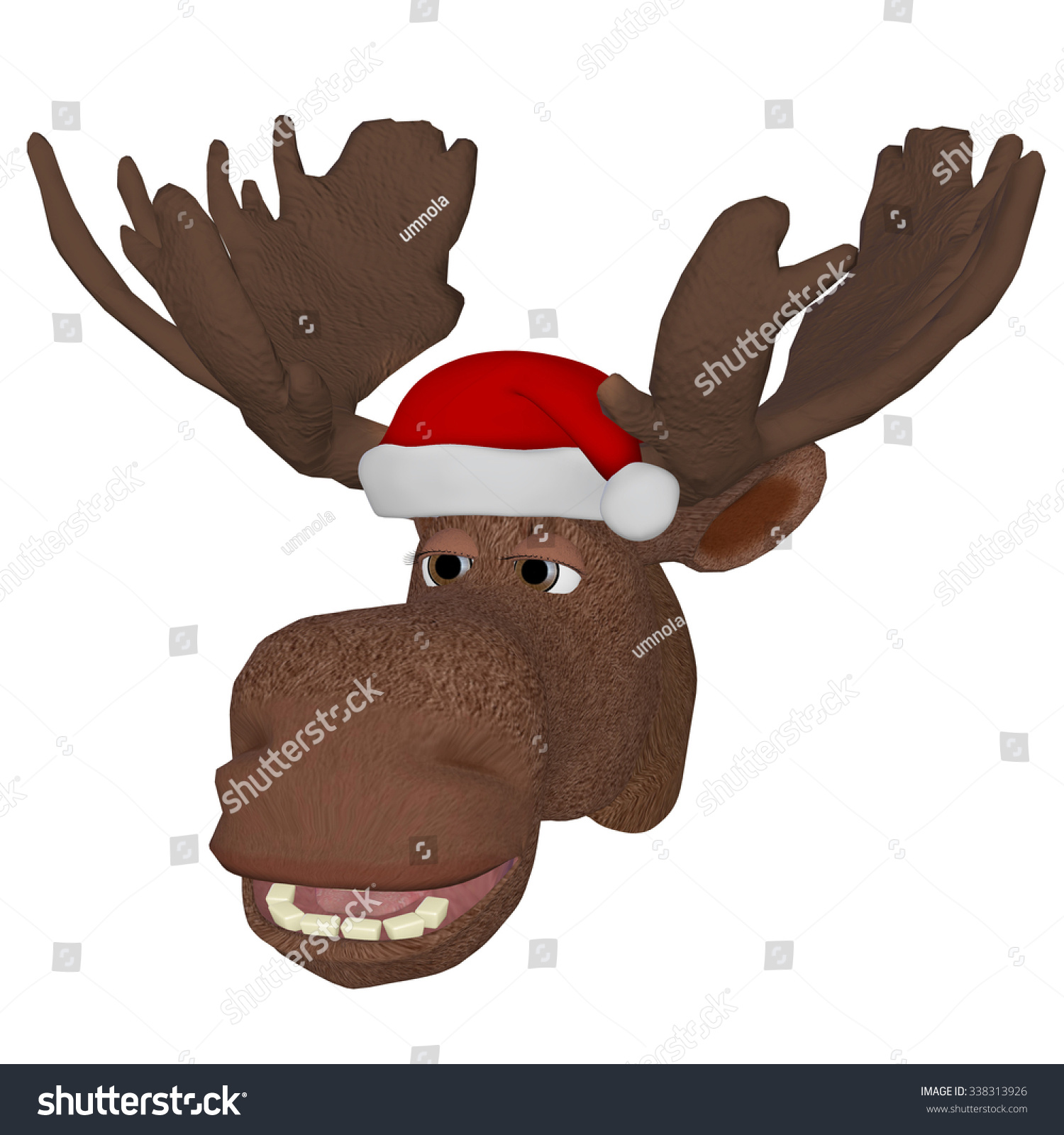 Лось мультяшный. Лось в новогоднем колпаке. Рождественский Лось в шапке. Лось с красным носом.