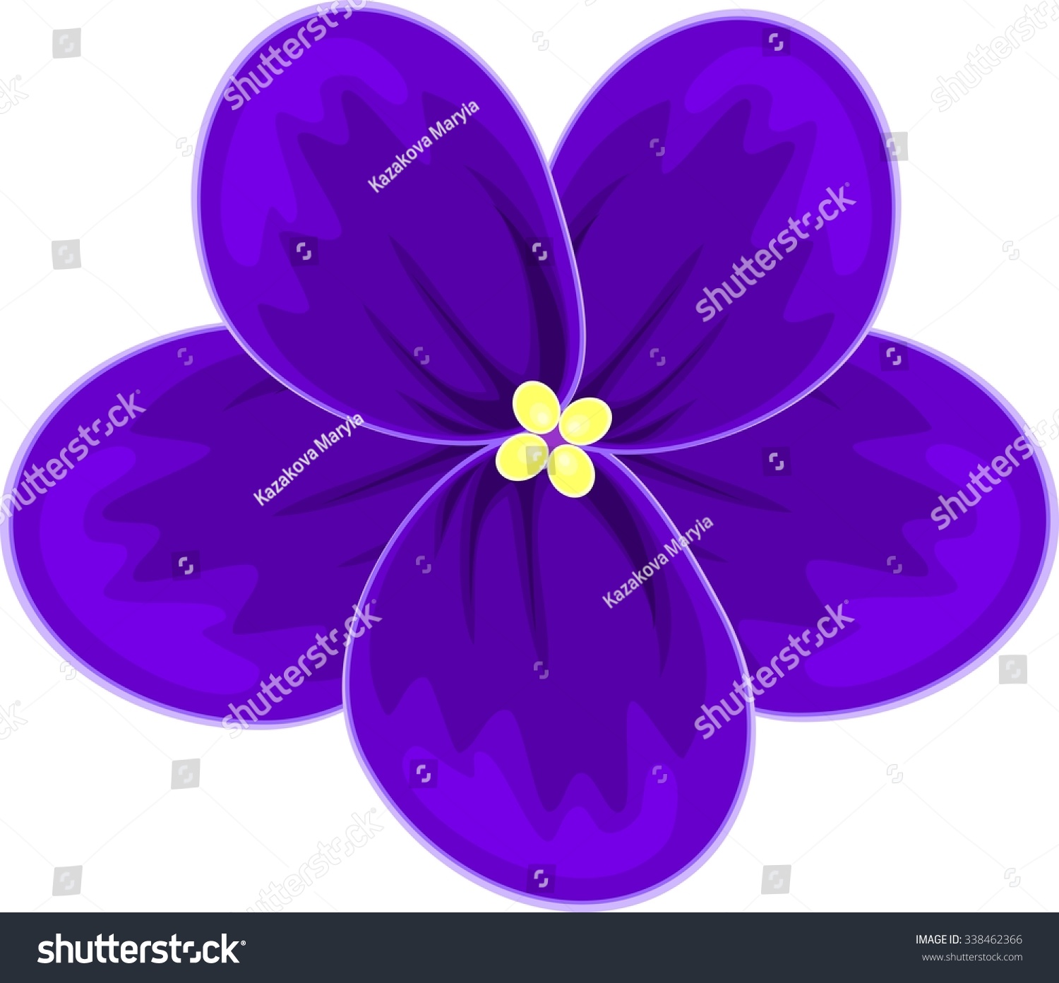 Single African Violet Saintpaulia Stock Vector (Royalty Free) 338462366 ...