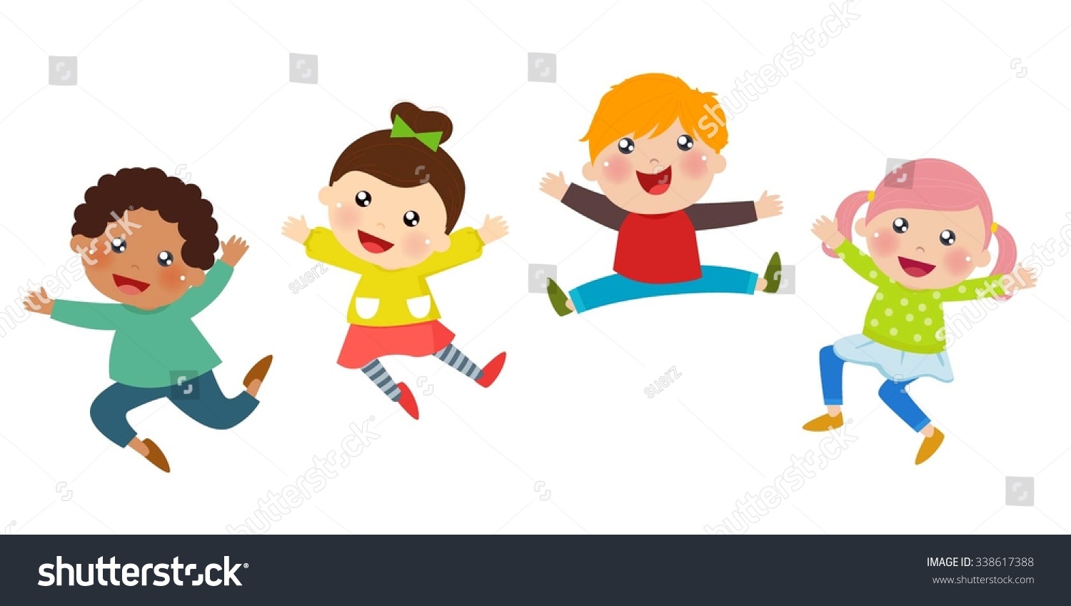 Illustration Jumping Kids Stock Vector (Royalty Free) 338617388 ...