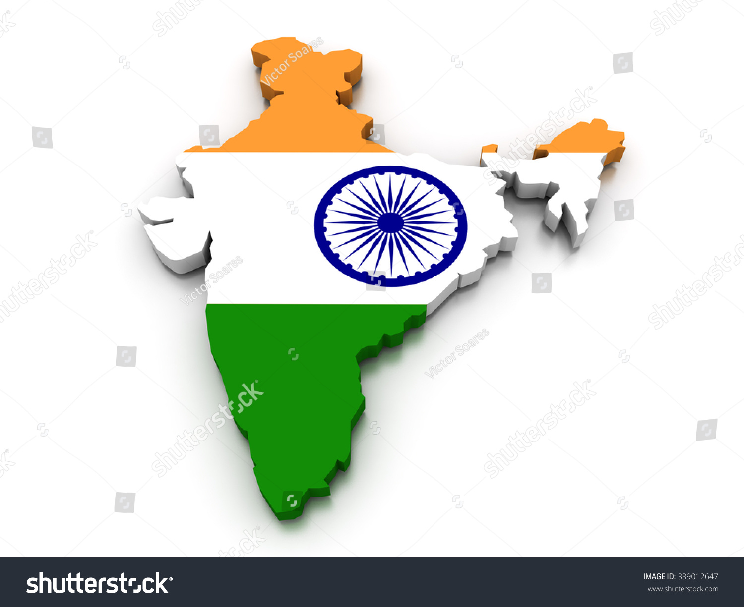 3d Render Indian Map Colors Flag Stock Illustration 339012647 ...