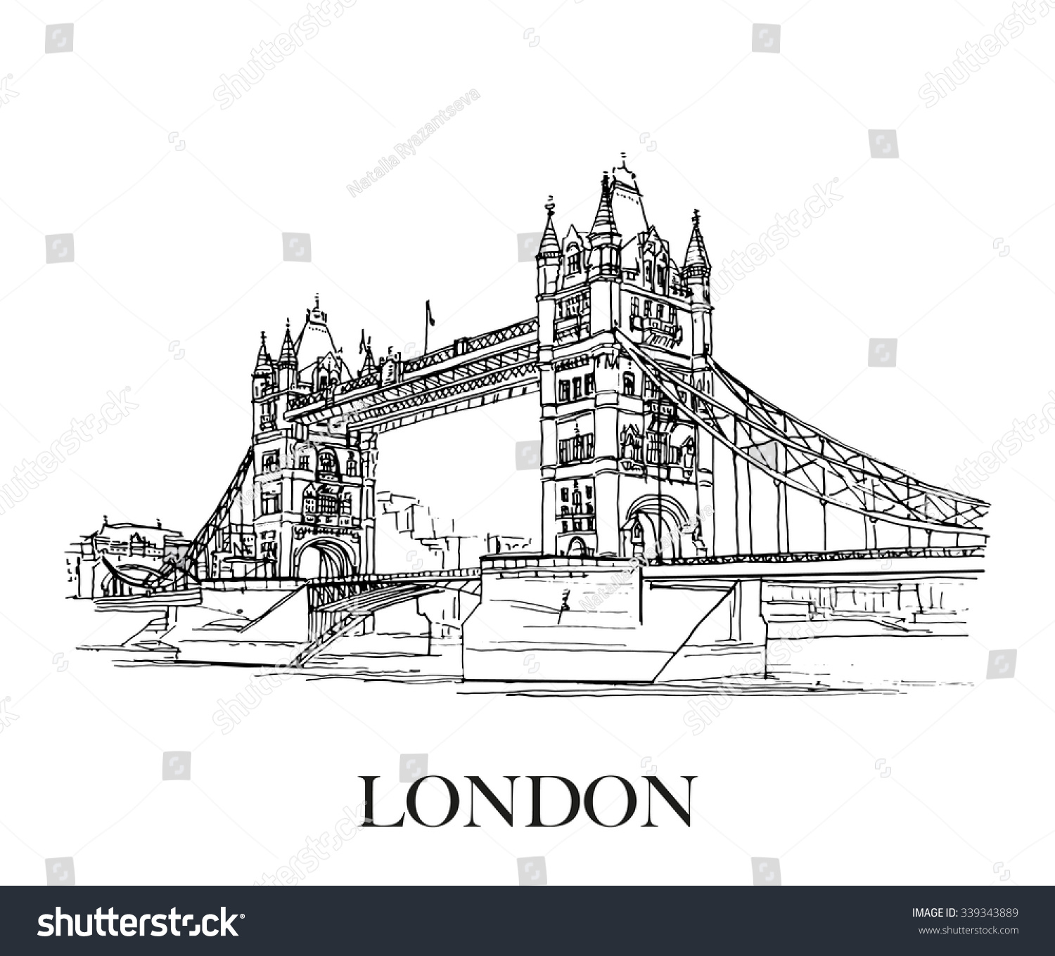 Достопримечательности Лондона рисунок Тауэрский мост