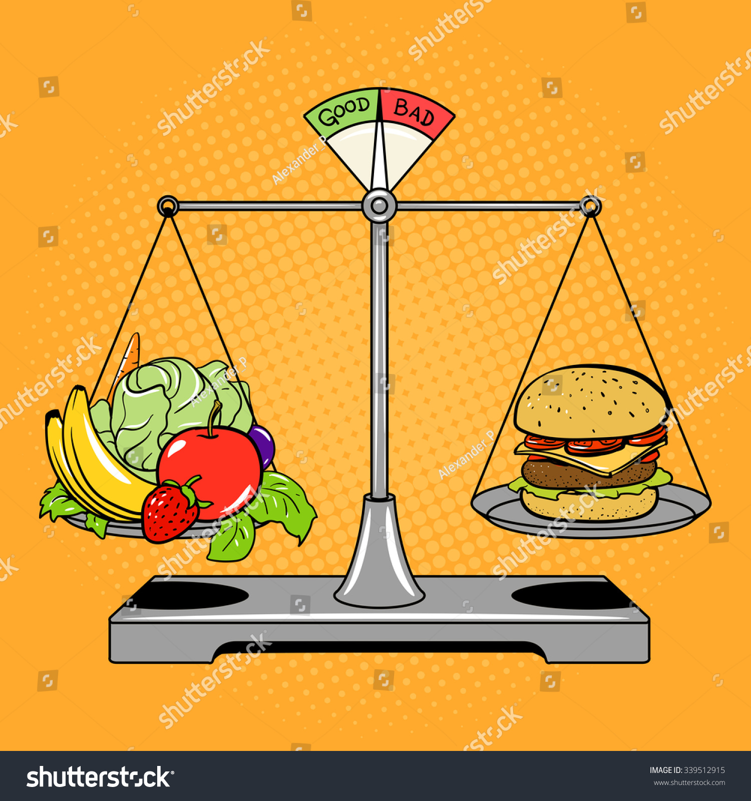 Balance Scales Food Comic Book Pop Stock Vector (Royalty Free ...