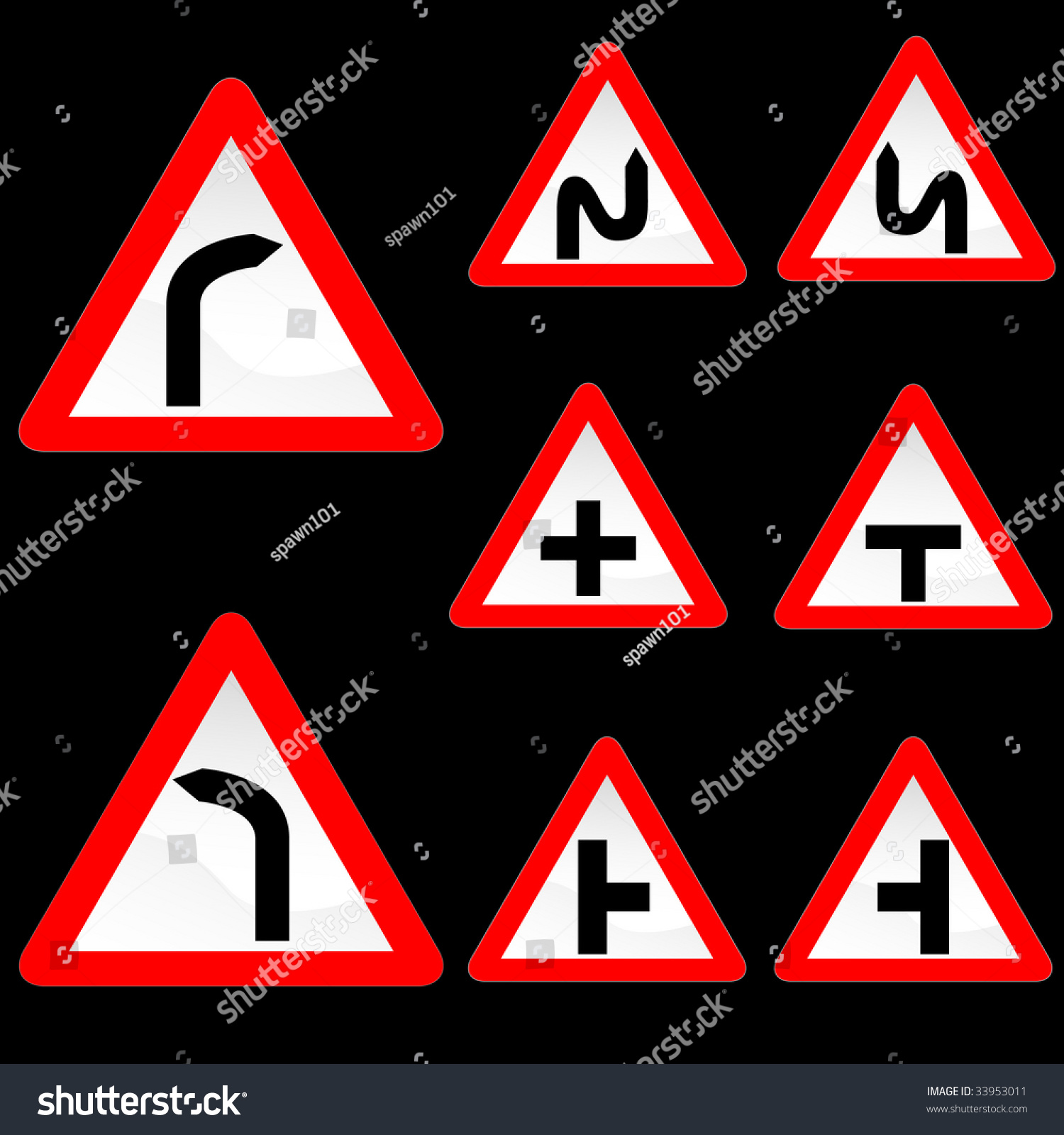 Eight Triangle Shape Red White Road Stock Vector (Royalty Free ...