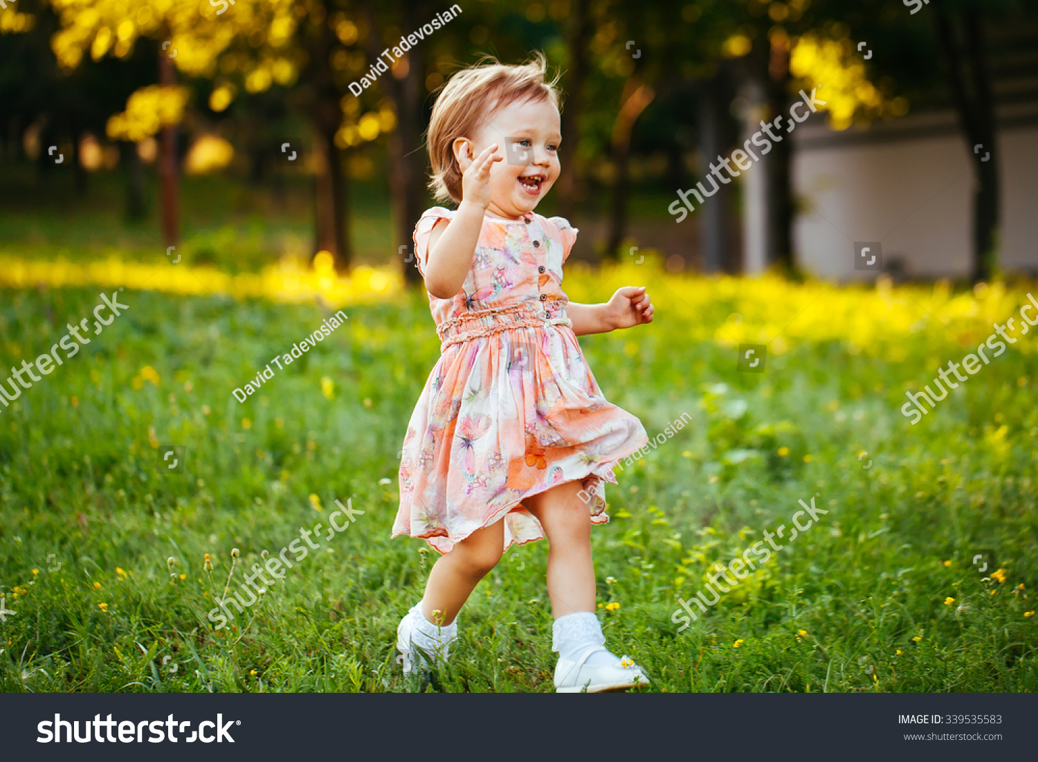 Happy Cute Little Girl Running On Stock Photo 339535583 | Shutterstock