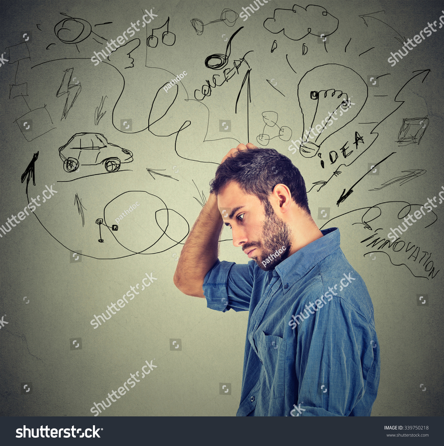 Closeup Side Profile Portrait Thoughtful Man Stock Photo 339750218 ...