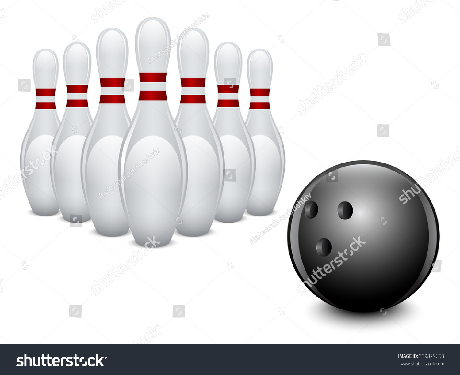 Bowling Ball Pins On White Background Stock Vector (Royalty Free ...