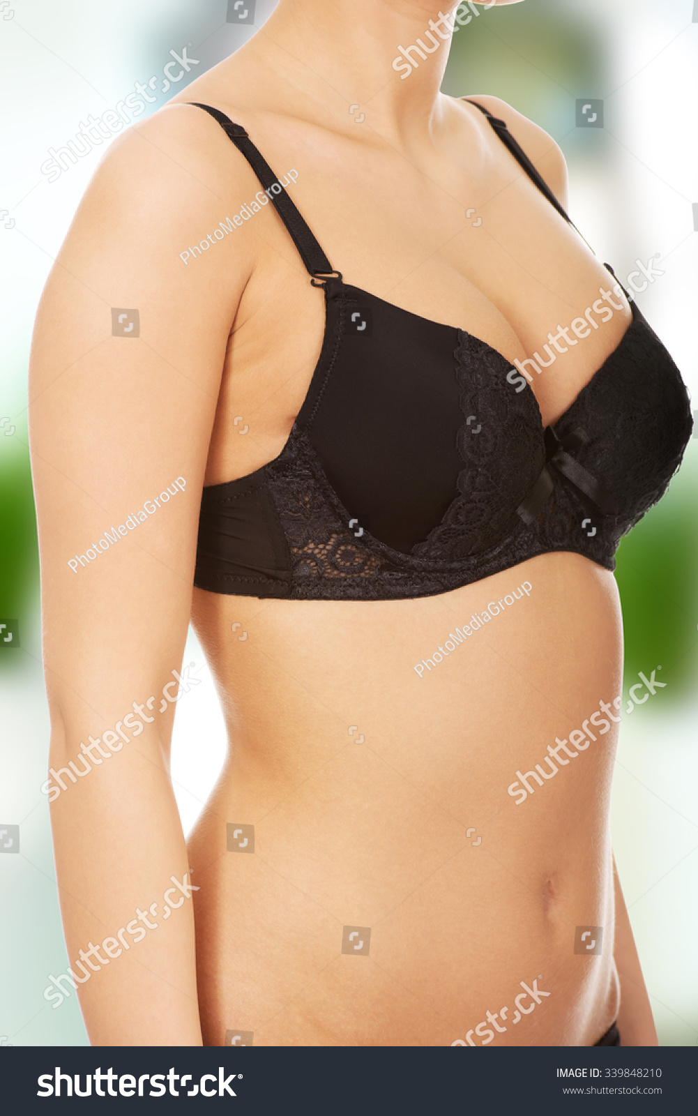 Womans Breast Black Bra Stock Photo 339848210 Shutterstock