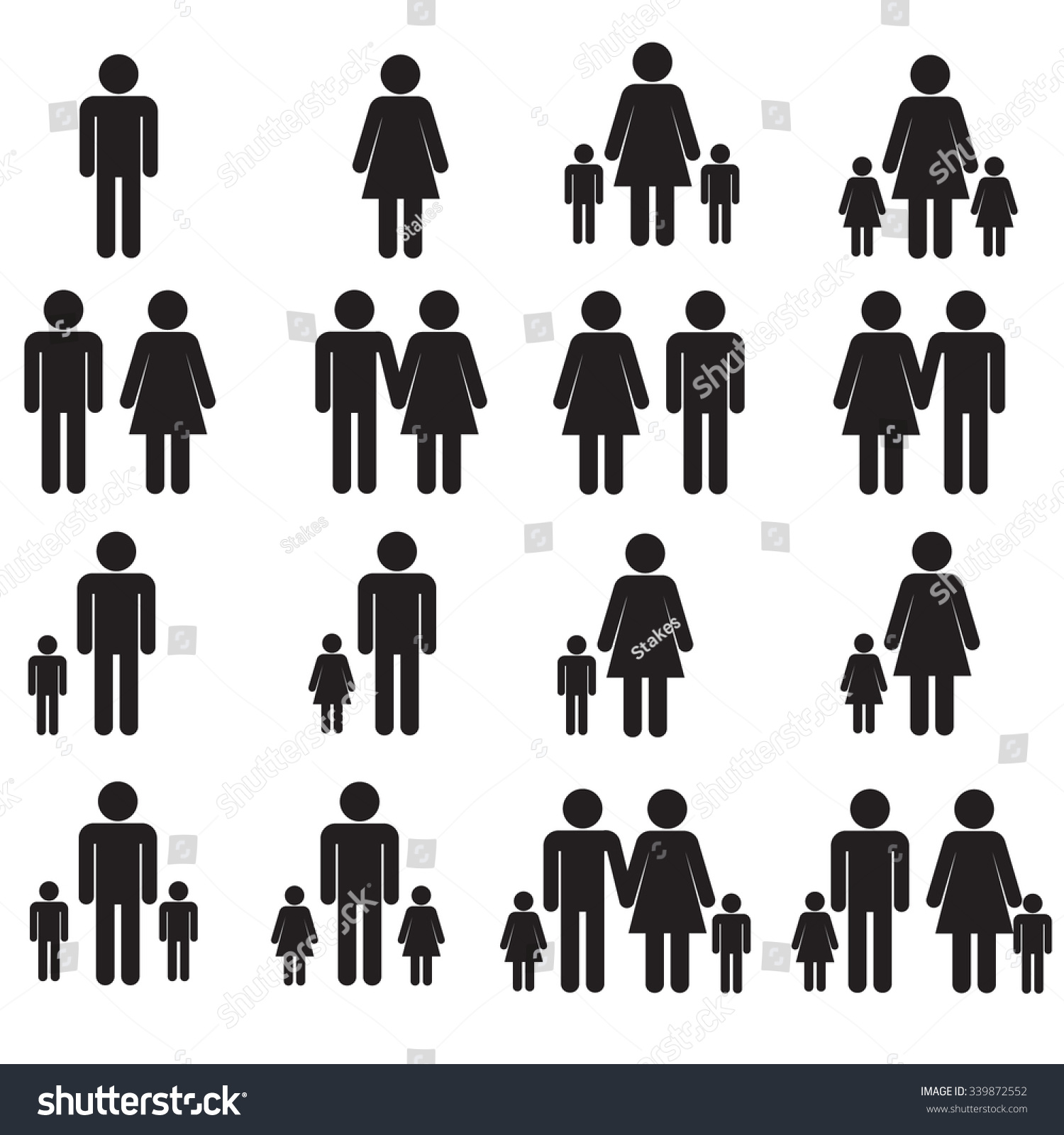 Family Icon Set Stock Vector Illustration Stock Vector (Royalty Free ...