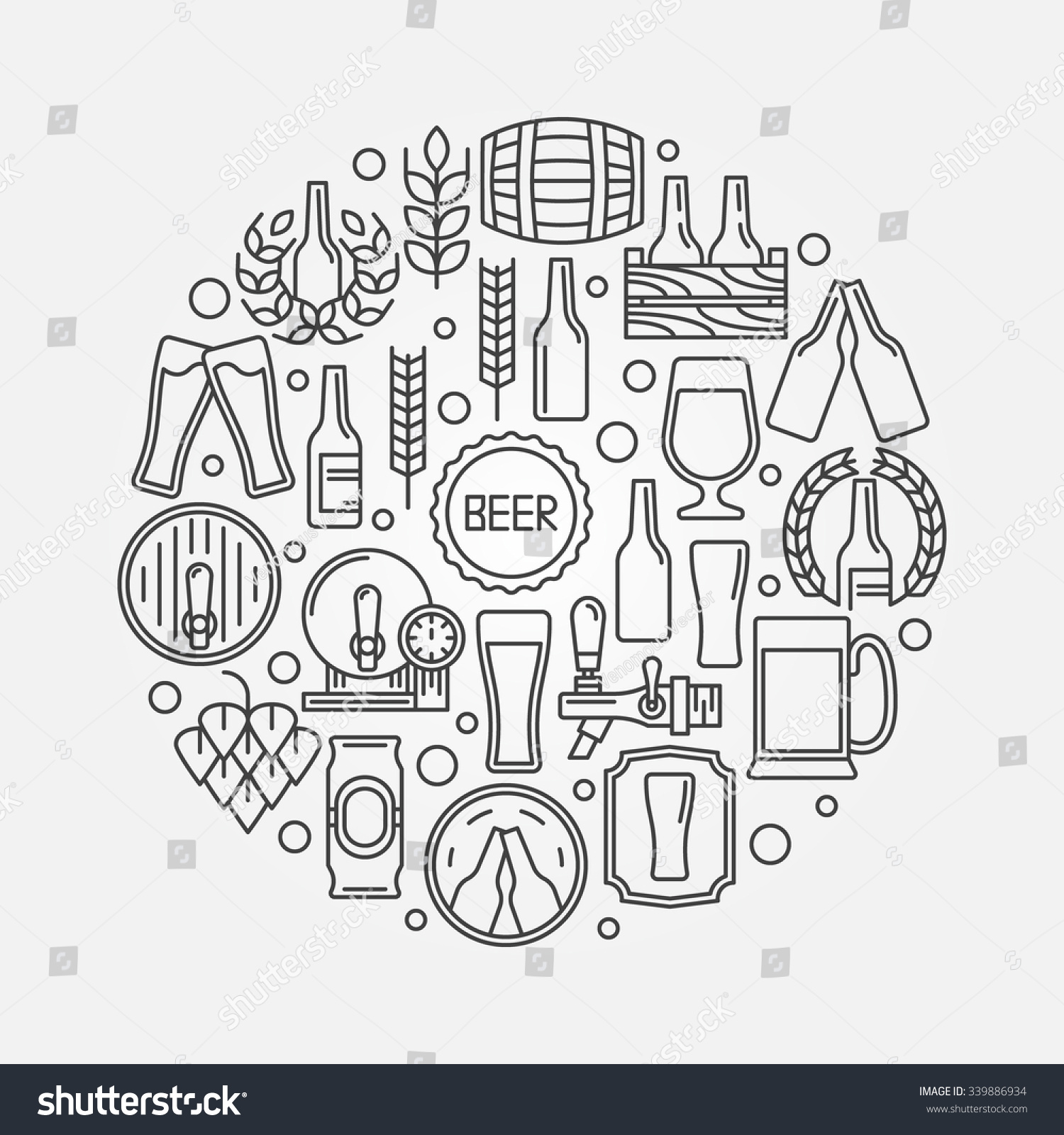 Beer Round Logo Vector Outline Brewery Stock Vector (Royalty Free ...