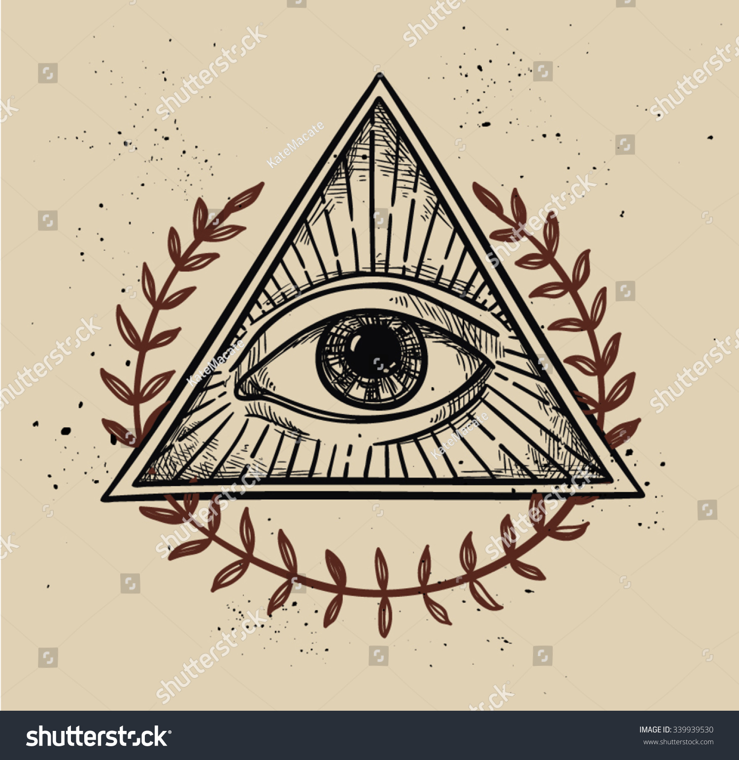 Hand Drawn Vector Illustration All Seeing Stock Vector (Royalty Free ...