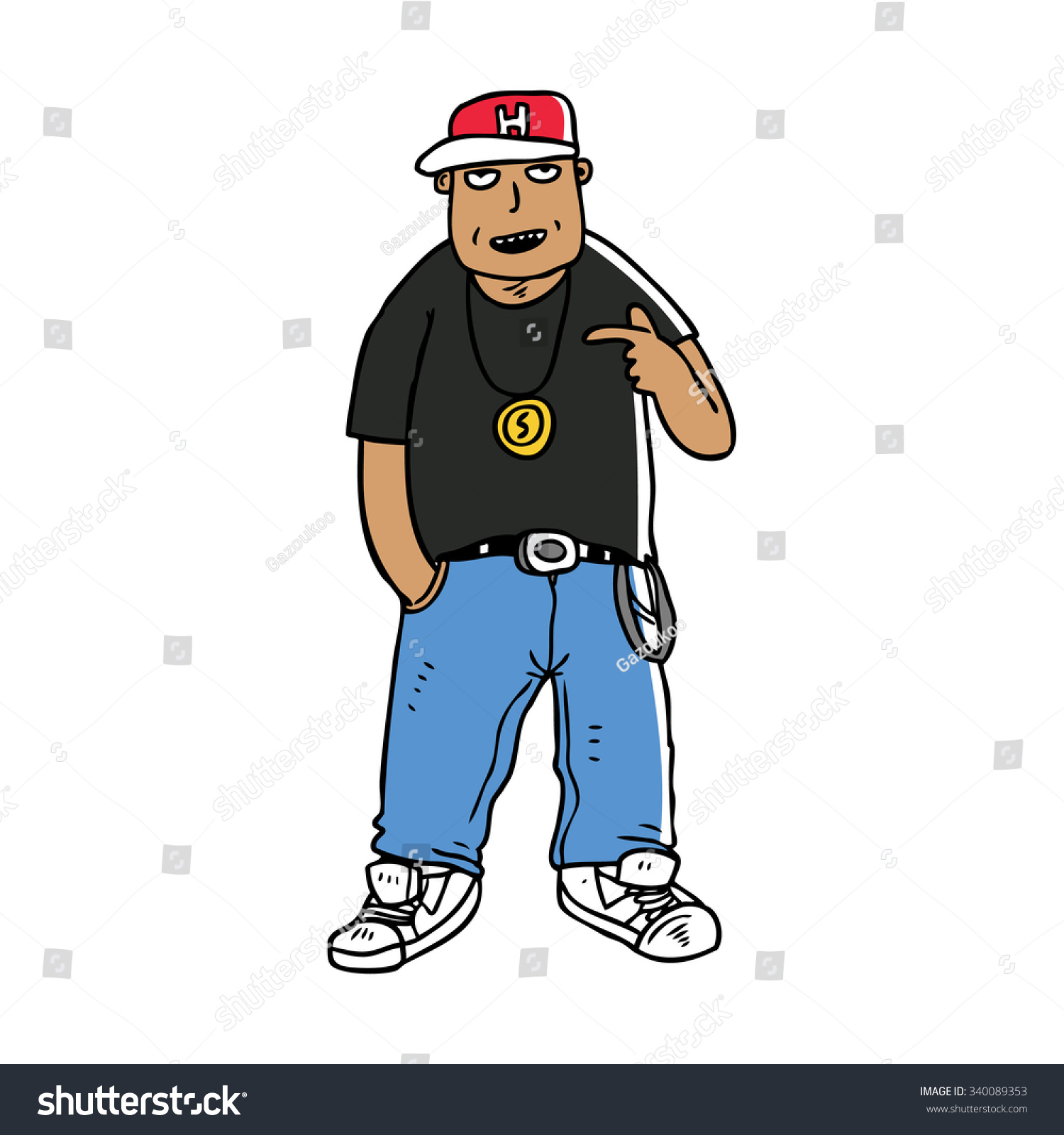 Cartoon Fat Man Hip Hop Style Stock Vector (Royalty Free) 340089353 ...