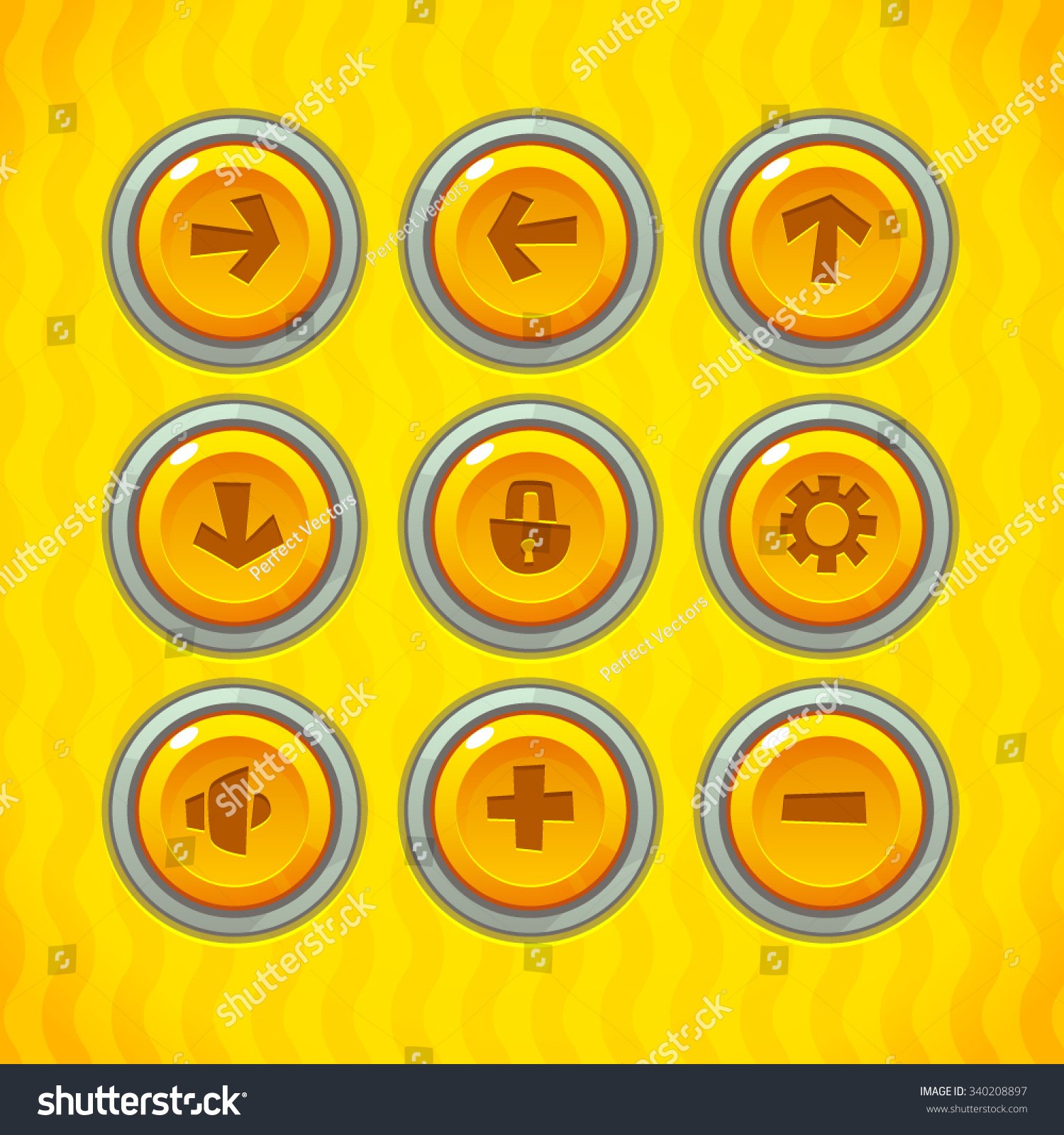 Game Buttons Icons Set 1 Vector Stock Vector Royalty Free 340208897