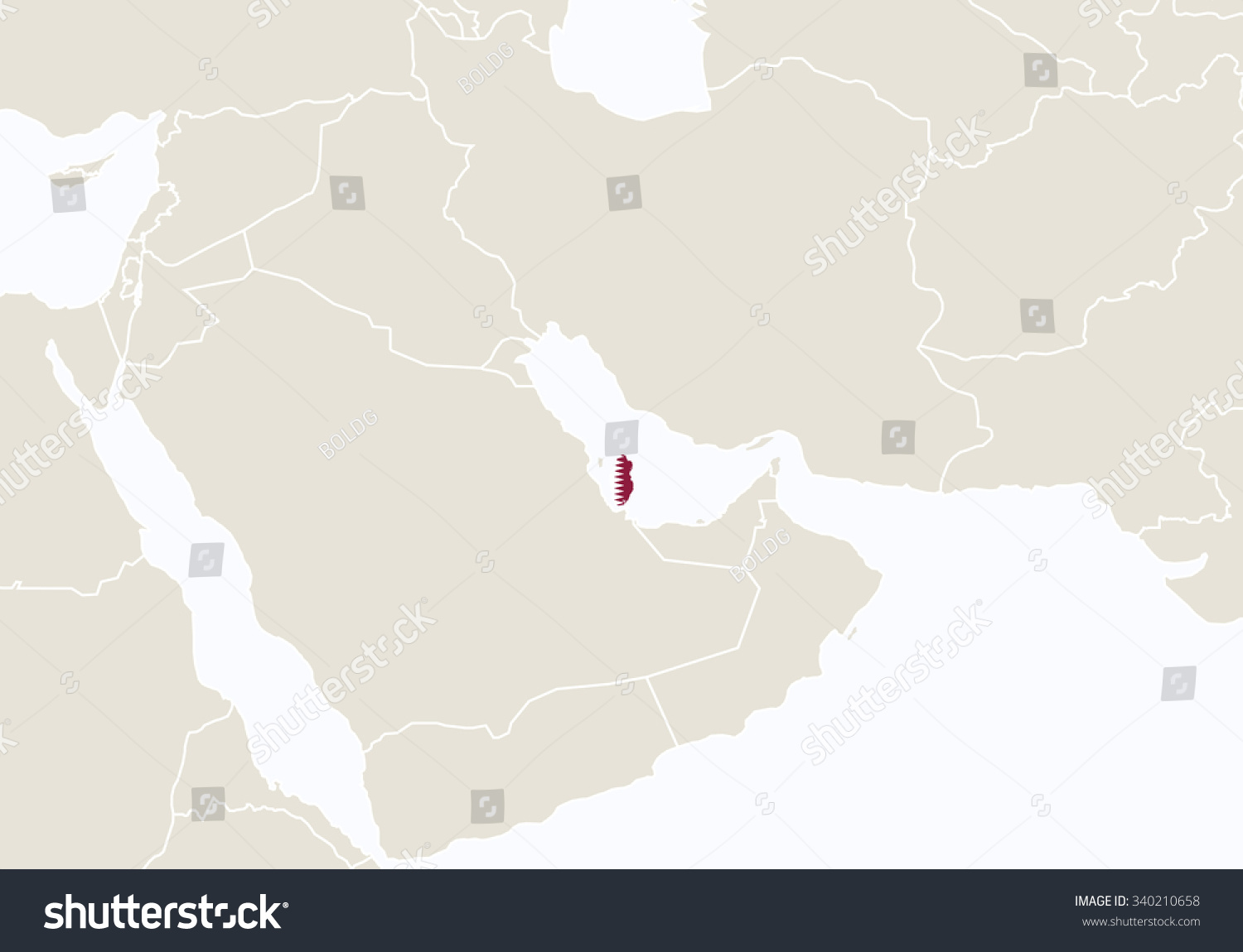 Asia Highlighted Qatar Map Vector Illustration Stock Vector (Royalty ...