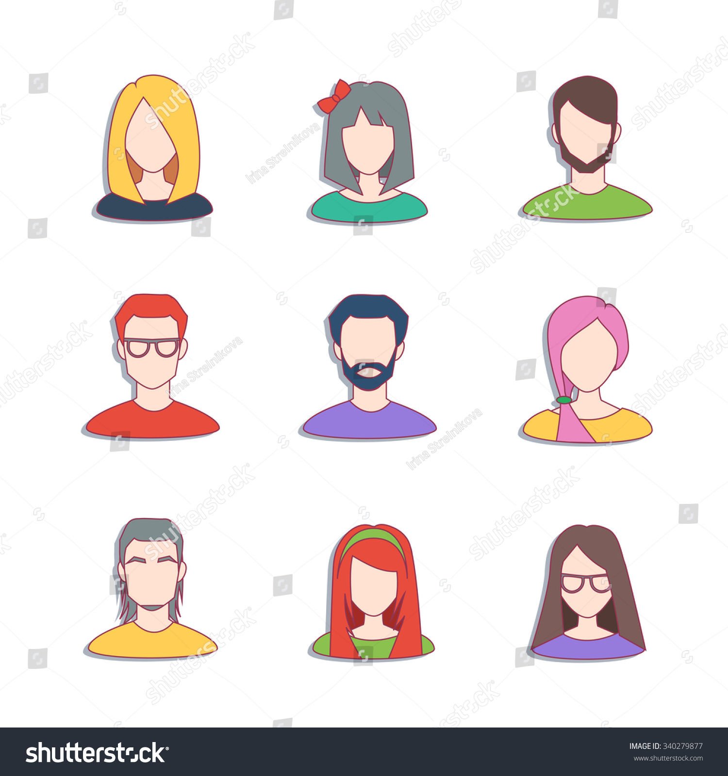 Set Vector Avatars Male Female Character Shutterstock