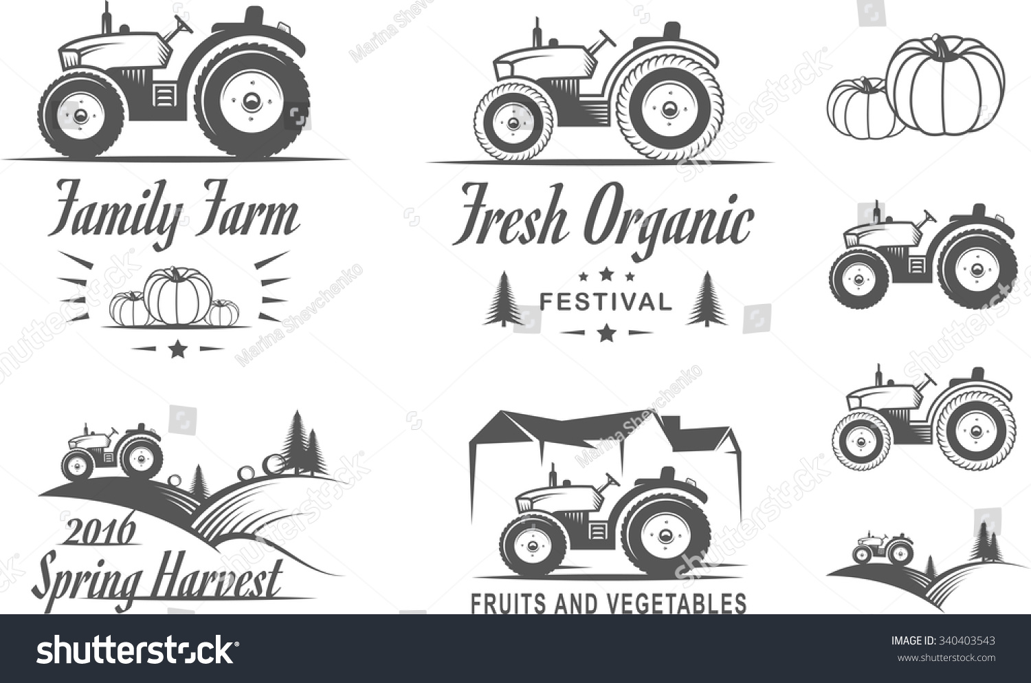 Set Logos Tractor Family Farm Fresh Stock Vector (Royalty Free ...