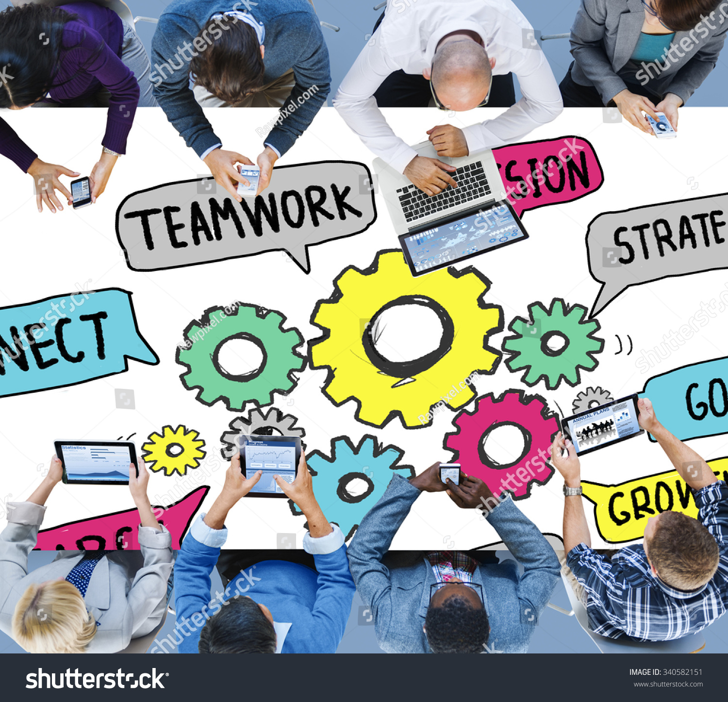 Teamwork Connect Strategy Vision Together Gear Stock Photo 340582151 ...