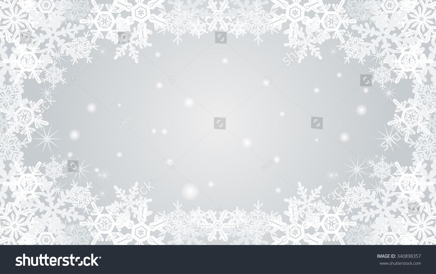 Рамка снежинки мелкие на прозрачном фоне
