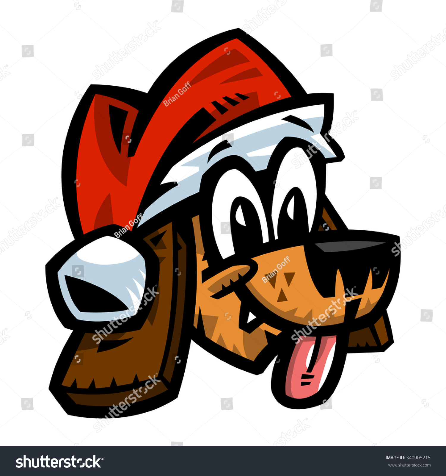 Cartoon Dog Santa Hat Christmas Stock Vector Royalty Free 340905215